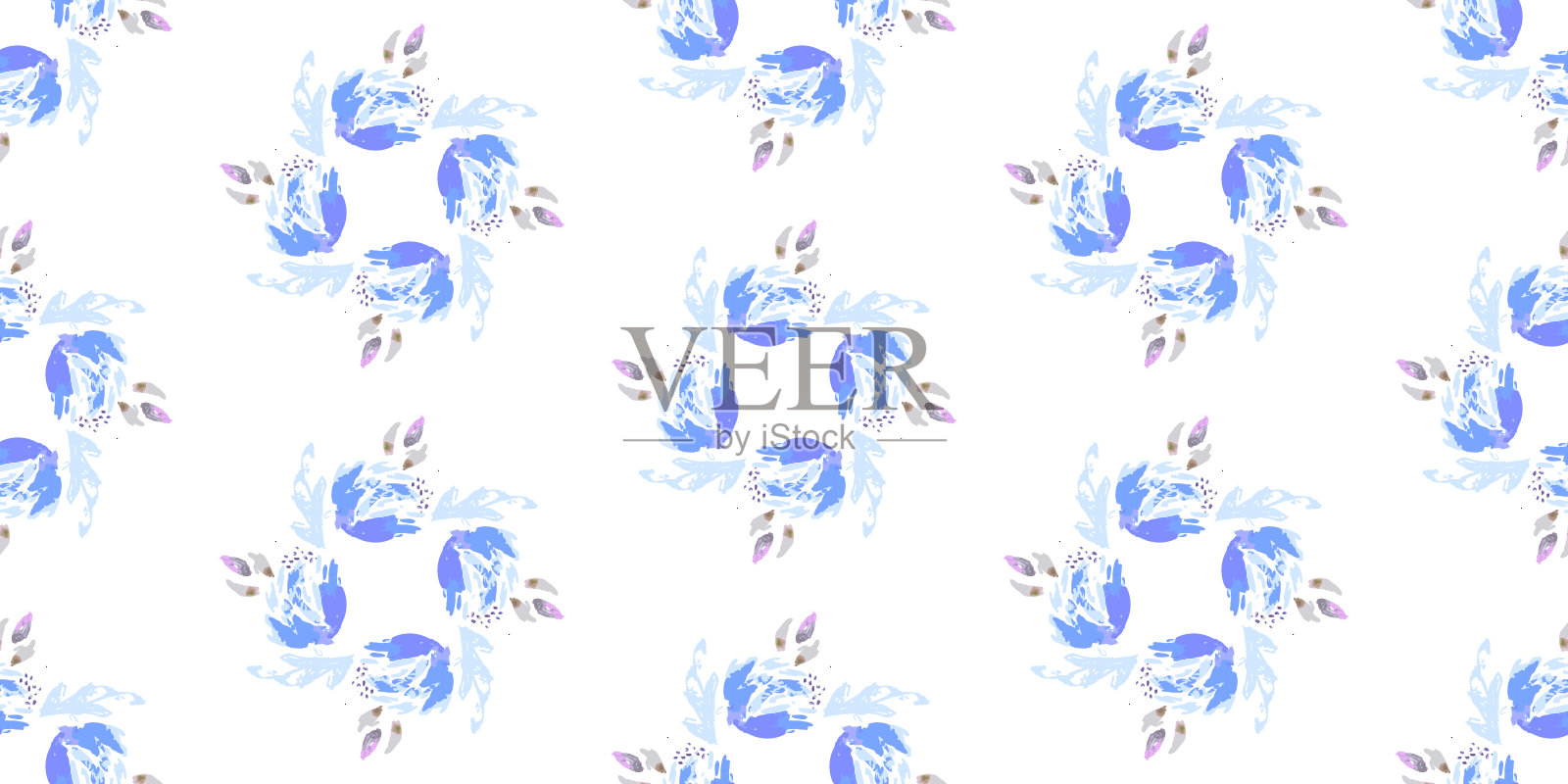 花卉抽象观赏性无缝图案。矢量插图像水彩。向量插画图片素材