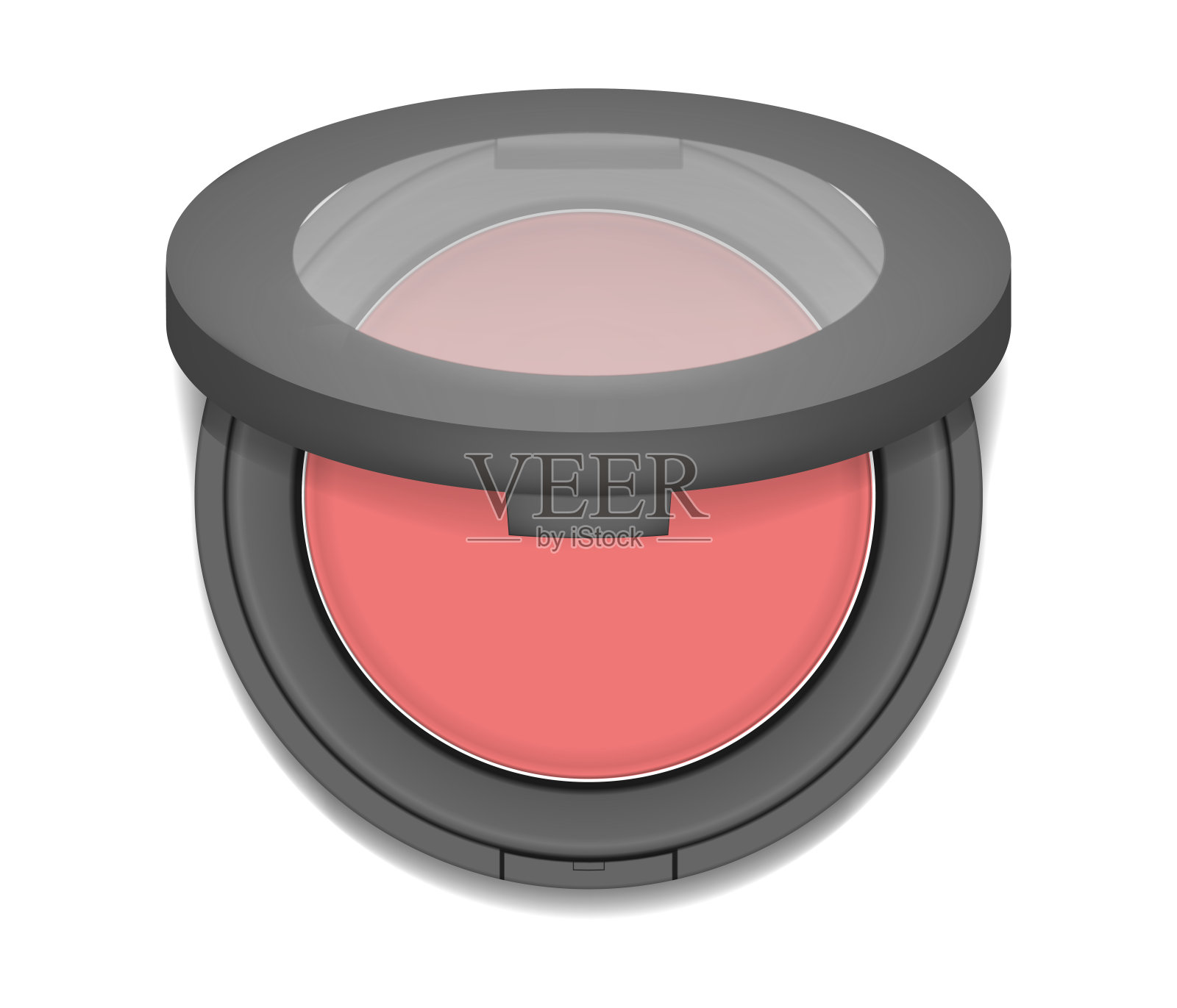 化妆产品包装。化妆腮红开圆形情况俯视图,现实的矢量插图插画图片素材