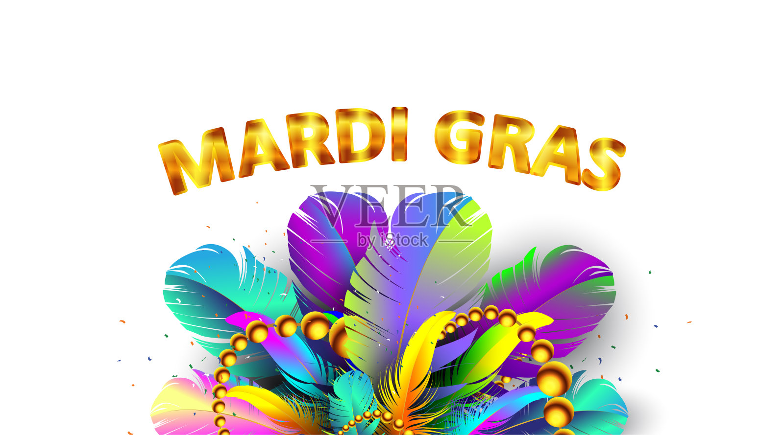 狂欢节横幅与鸟羽毛和项链海报孤立在白色的背景。用于贺卡,网络,传单,广告,广告-向量插画图片素材