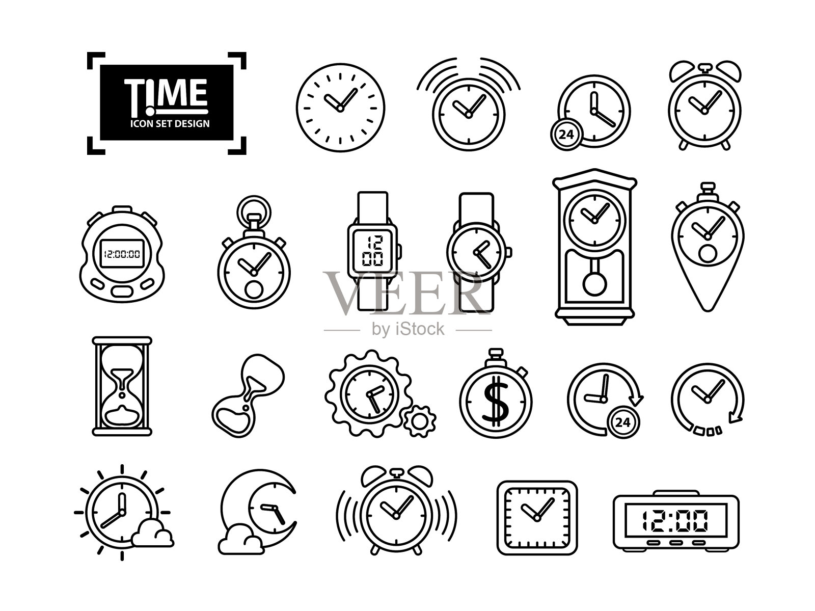 时间图标集设计插画图片素材