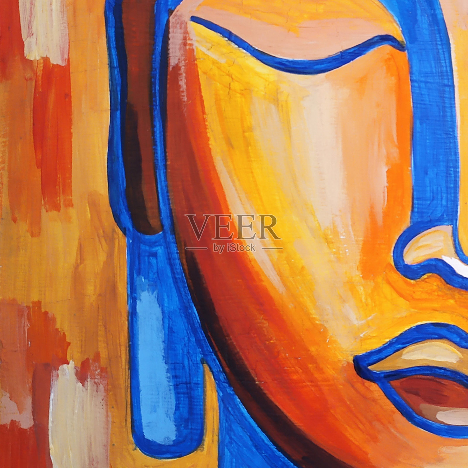 抽象的情节与装饰面沉思瑜伽。手绘插图丙烯颜料插画图片素材