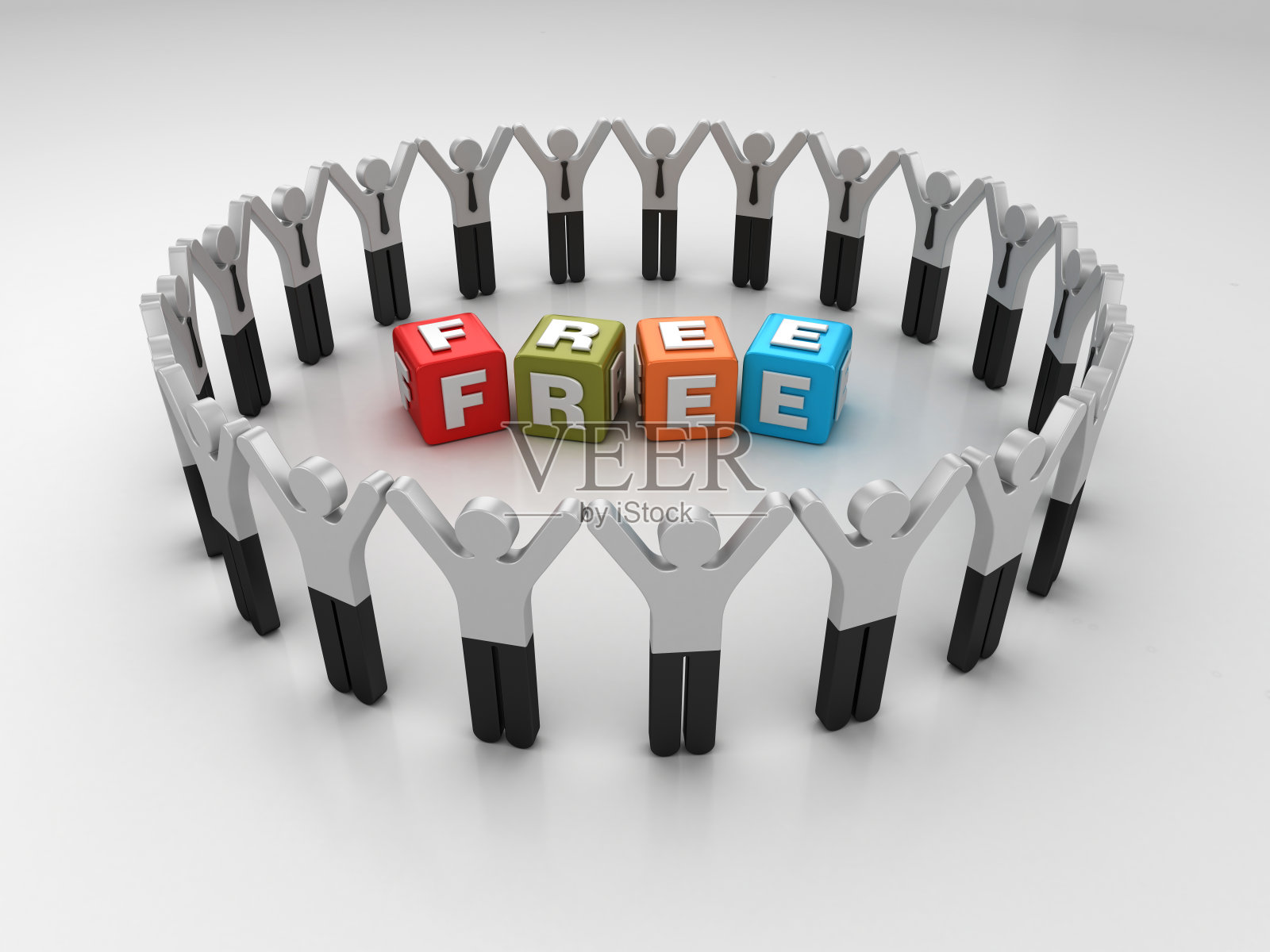 图形团队与免费流行语立方体- 3D渲染照片摄影图片