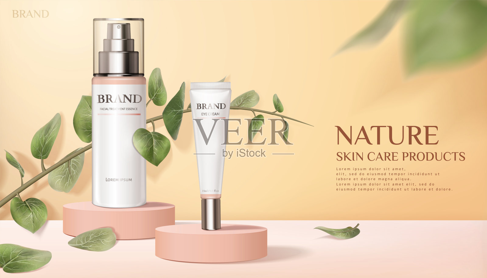 自然护肤产品广告插画图片素材