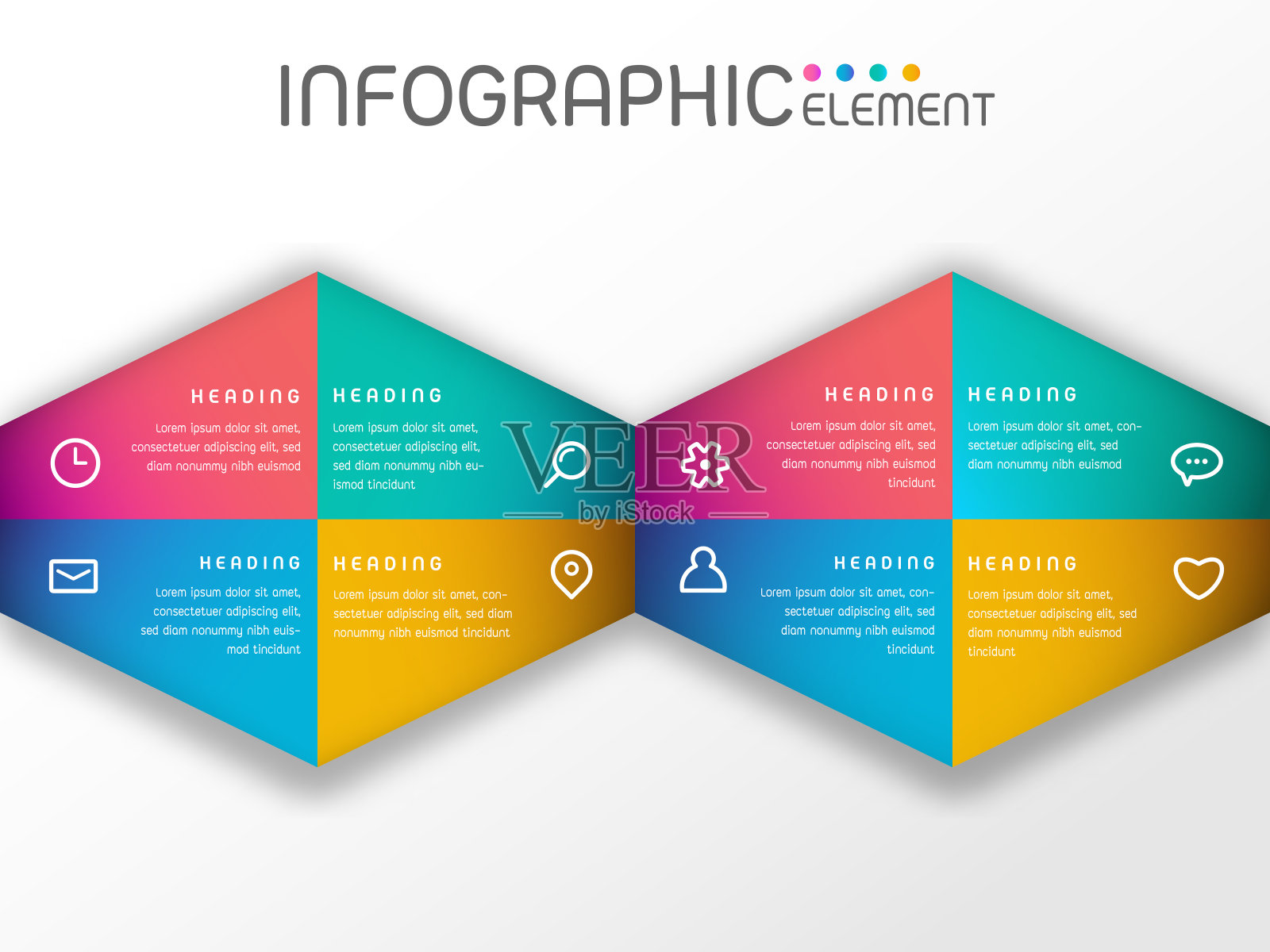 具有步骤、选项、里程碑、过程或工作流的几何形状元素。业务数据可视化。创造性的信息图表模板的展示,矢量插图。插画图片素材