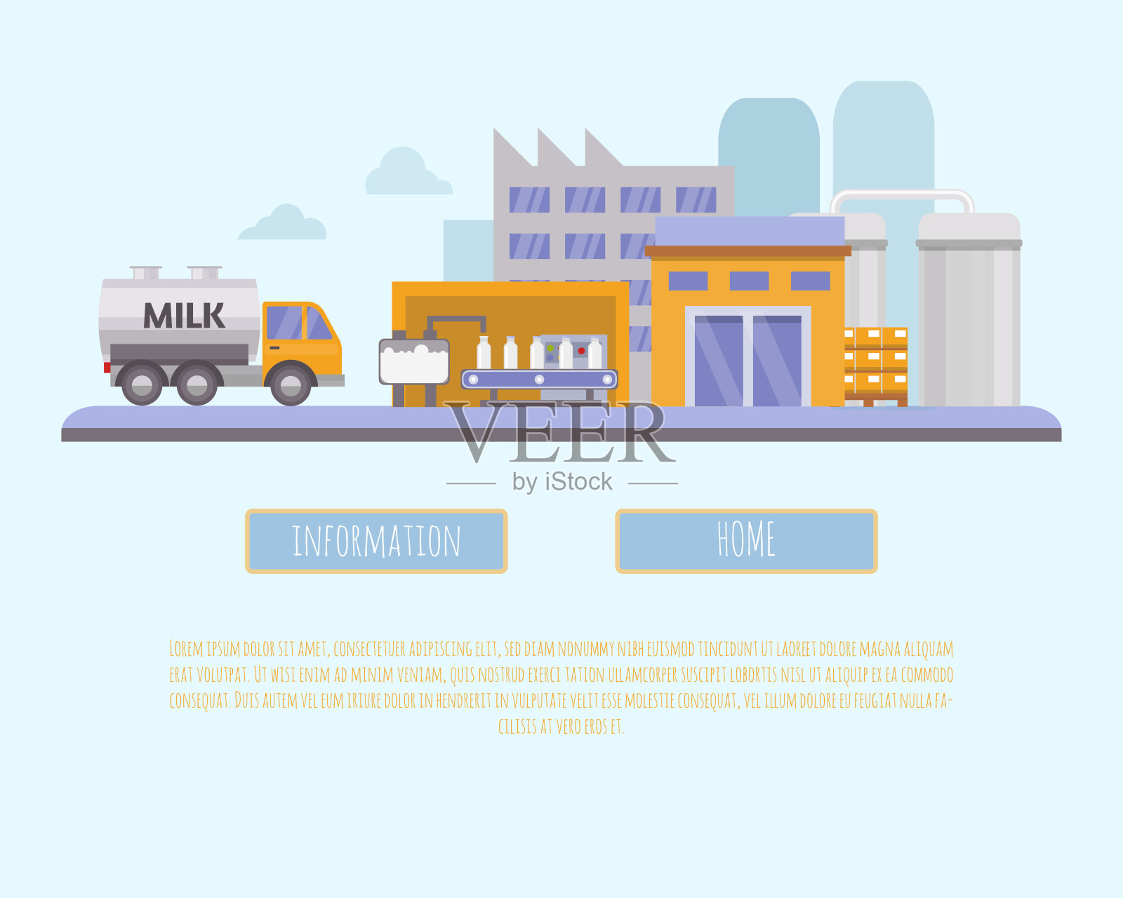 牛奶行业矢量插图。有机农场,牛奶工厂插画图片素材