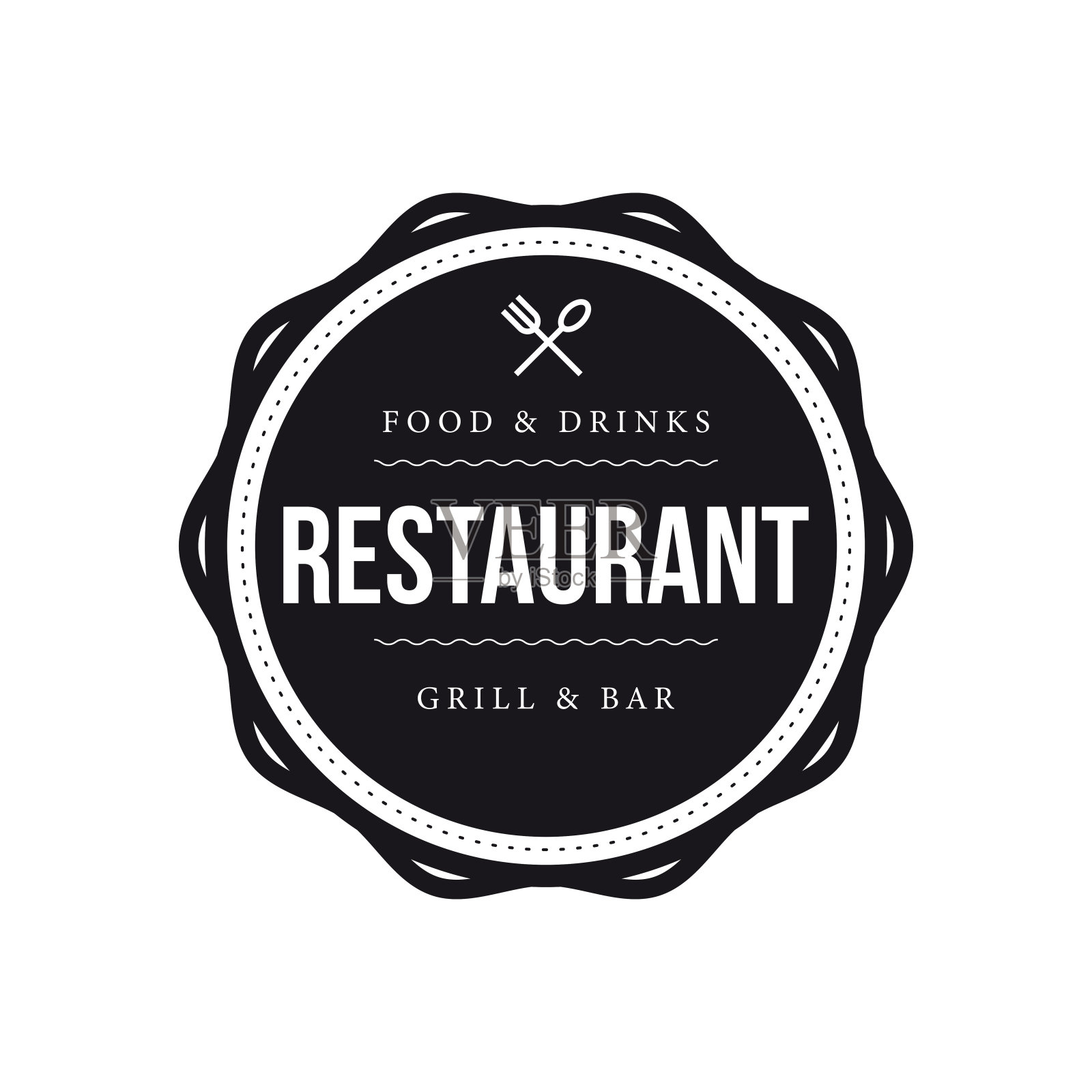 餐厅复古邮票黑色标志插画图片素材