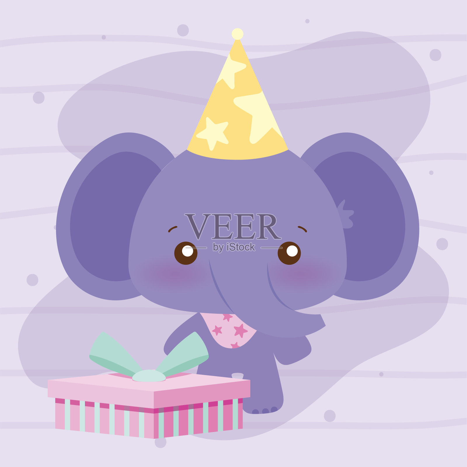 大象卡通的生日快乐概念矢量设计插画图片素材