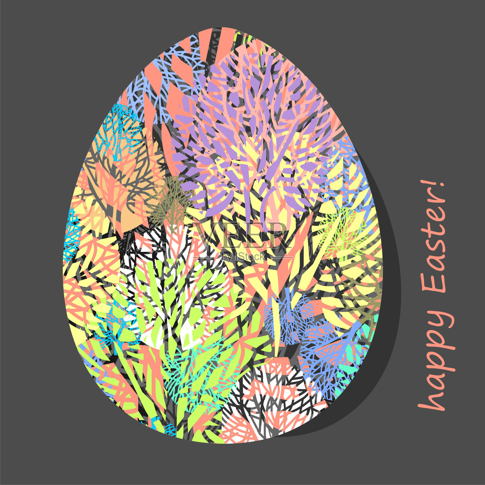 带有自然图案的复活节彩蛋设计模板素材