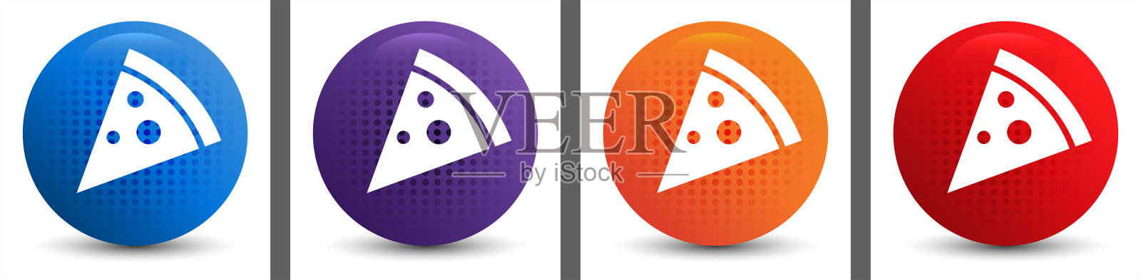 披萨片图标抽象半色调圆形按钮设置插画图片素材