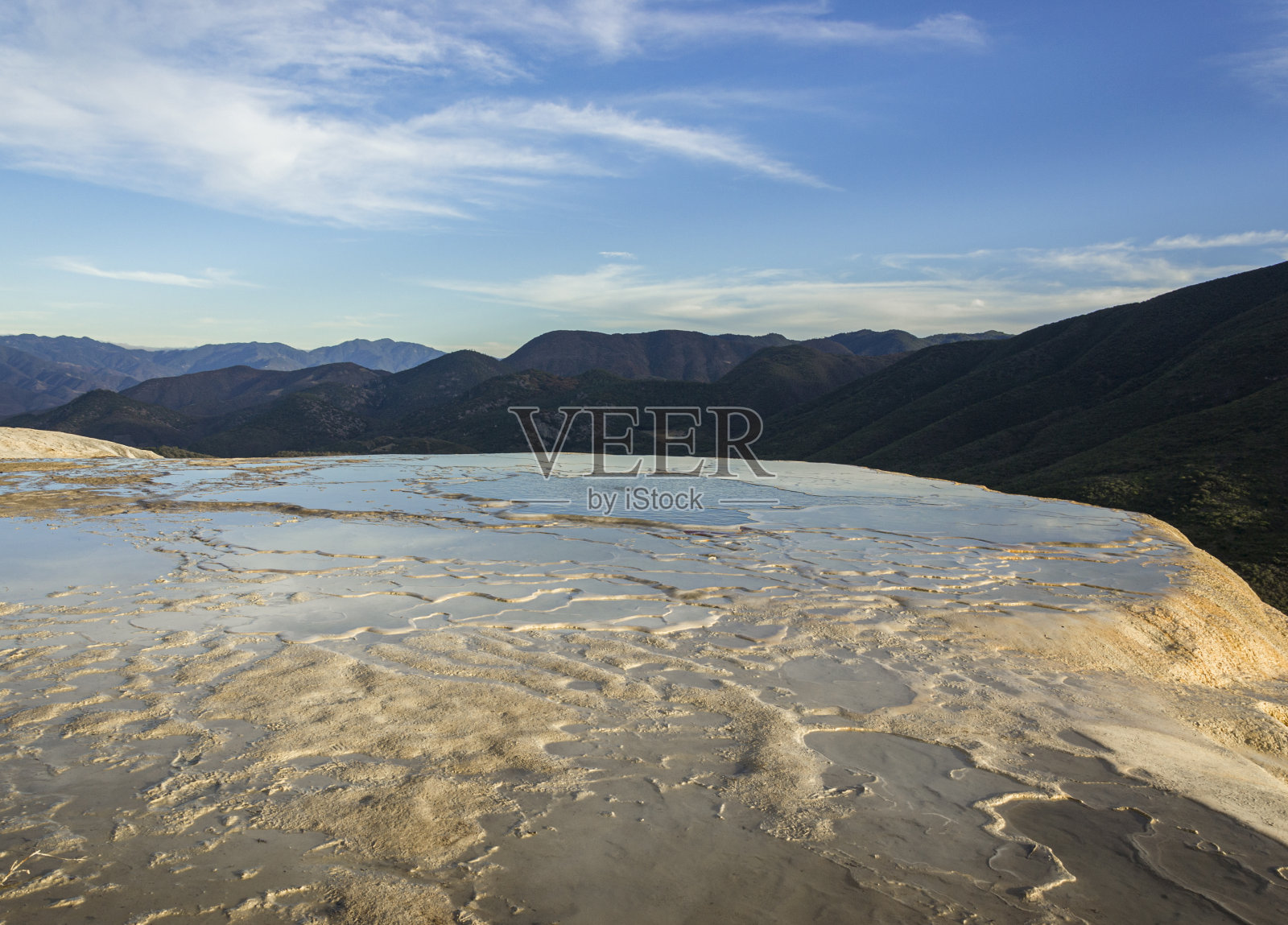 墨西哥瓦哈卡石化瀑布或沸水照片摄影图片
