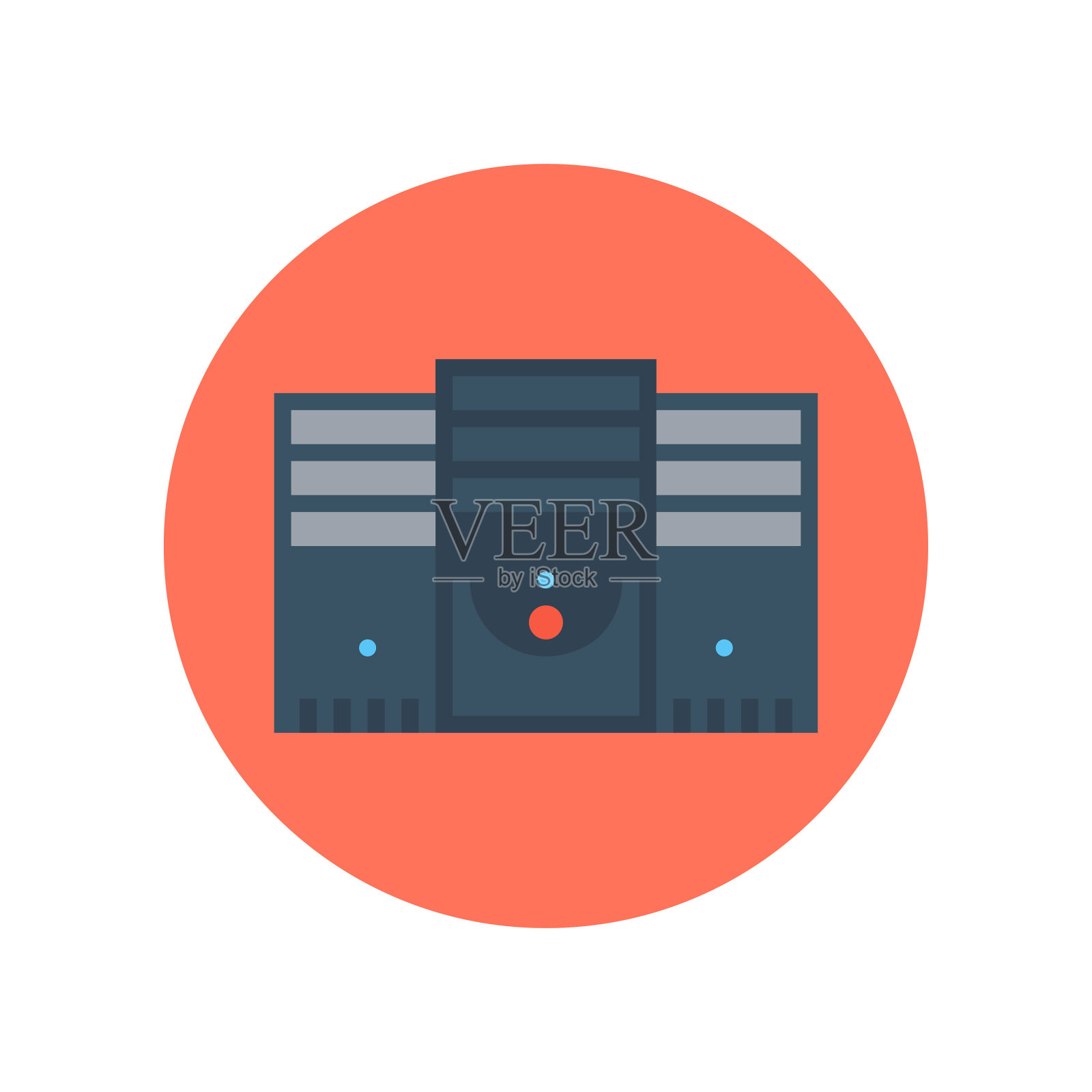 大型机矢量图标圆形样式插图。插画图片素材