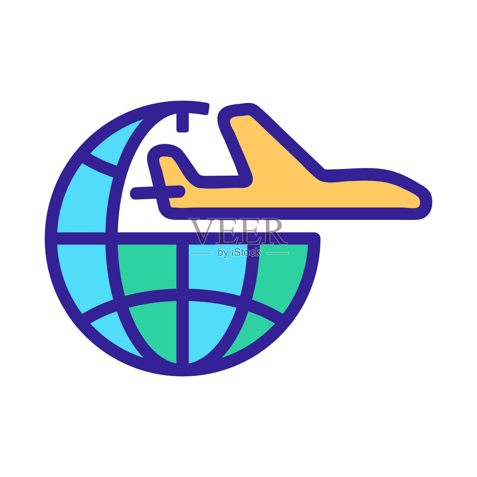 平面和地球图标矢量。孤立轮廓符号插图图标素材