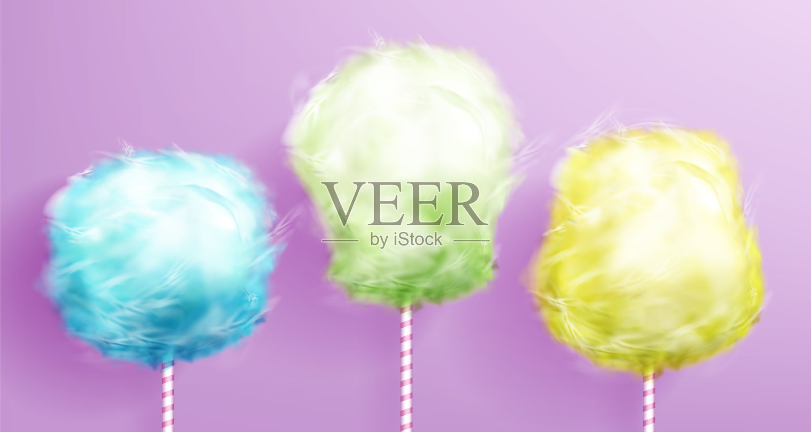 糖果棉花棒设置在粉红色的背景。插画图片素材