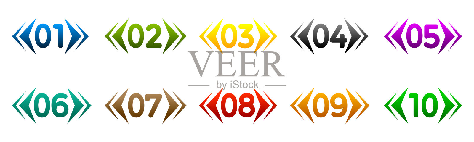 现代彩色数字按钮集多色-为股票插画图片素材