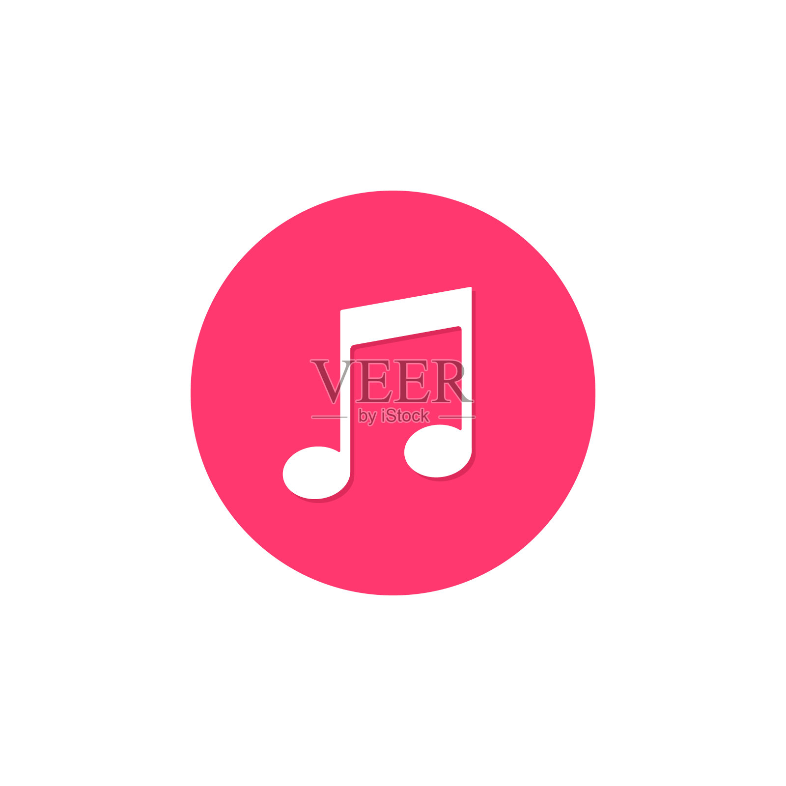 注意音乐图标,矢量音乐标志孤立在圆形平面设计插图插画图片素材