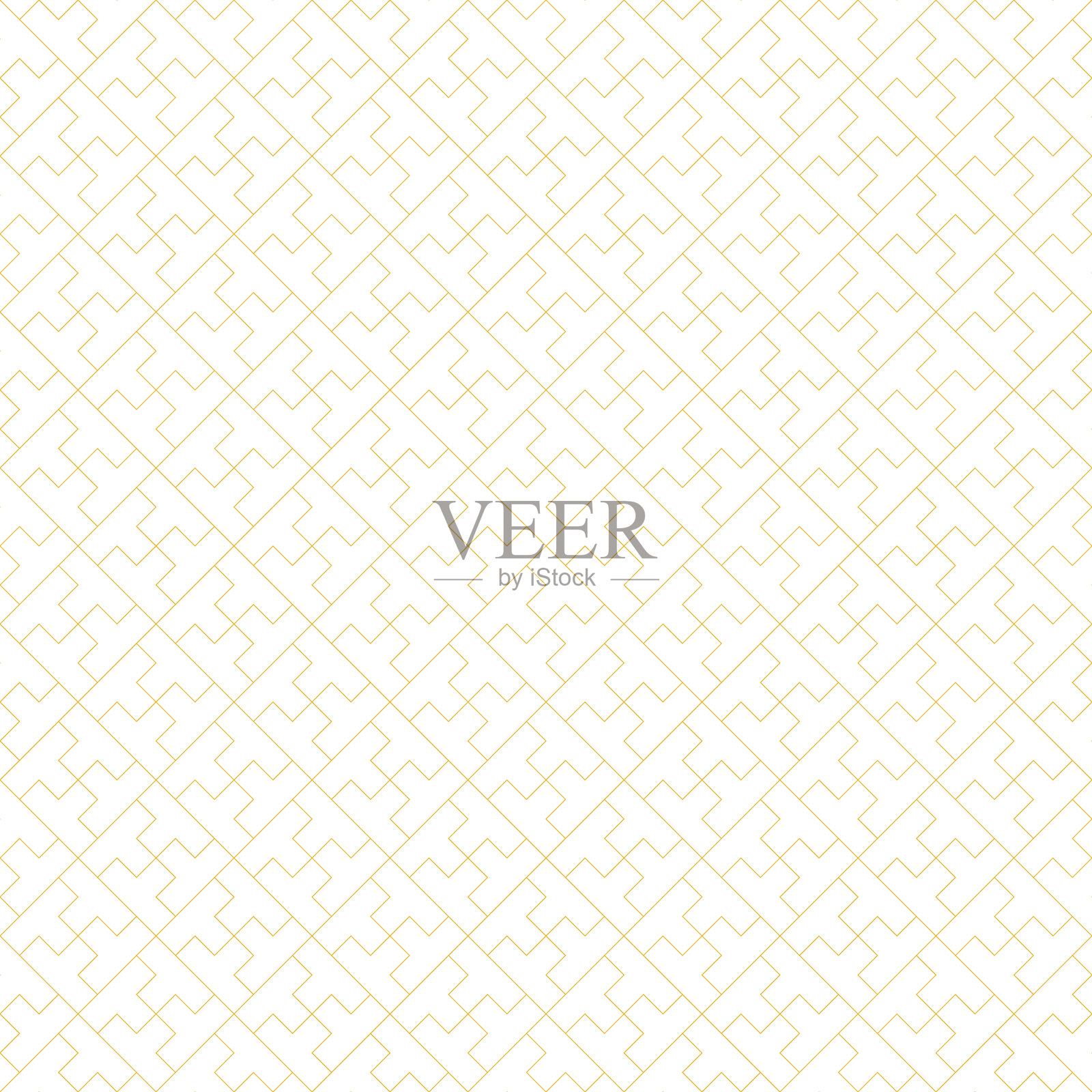 黄线拼图无缝图案背景。创意线矢量插图的封面,壁纸,打印。抽象的纹理装饰设计,重复瓷砖。极简的形状和孤立的对象。时尚的风格插画图片素材