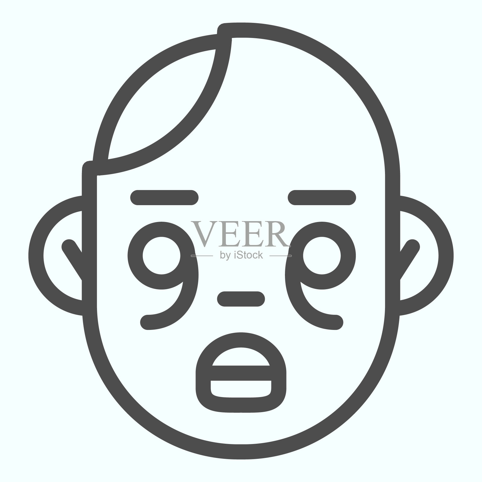 僵尸一行图标。僵尸头和小孩脸。万圣节矢量设计概念,轮廓风格的象形图上的白色背景,用于web和应用程序。插画图片素材