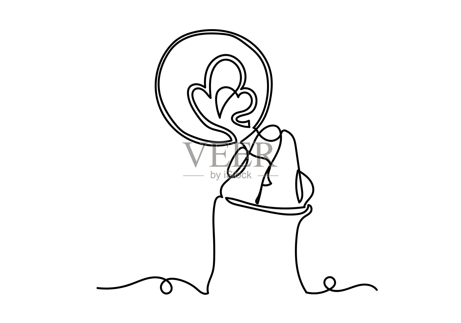 连续一行手捧着一杯咖啡。插画图片素材