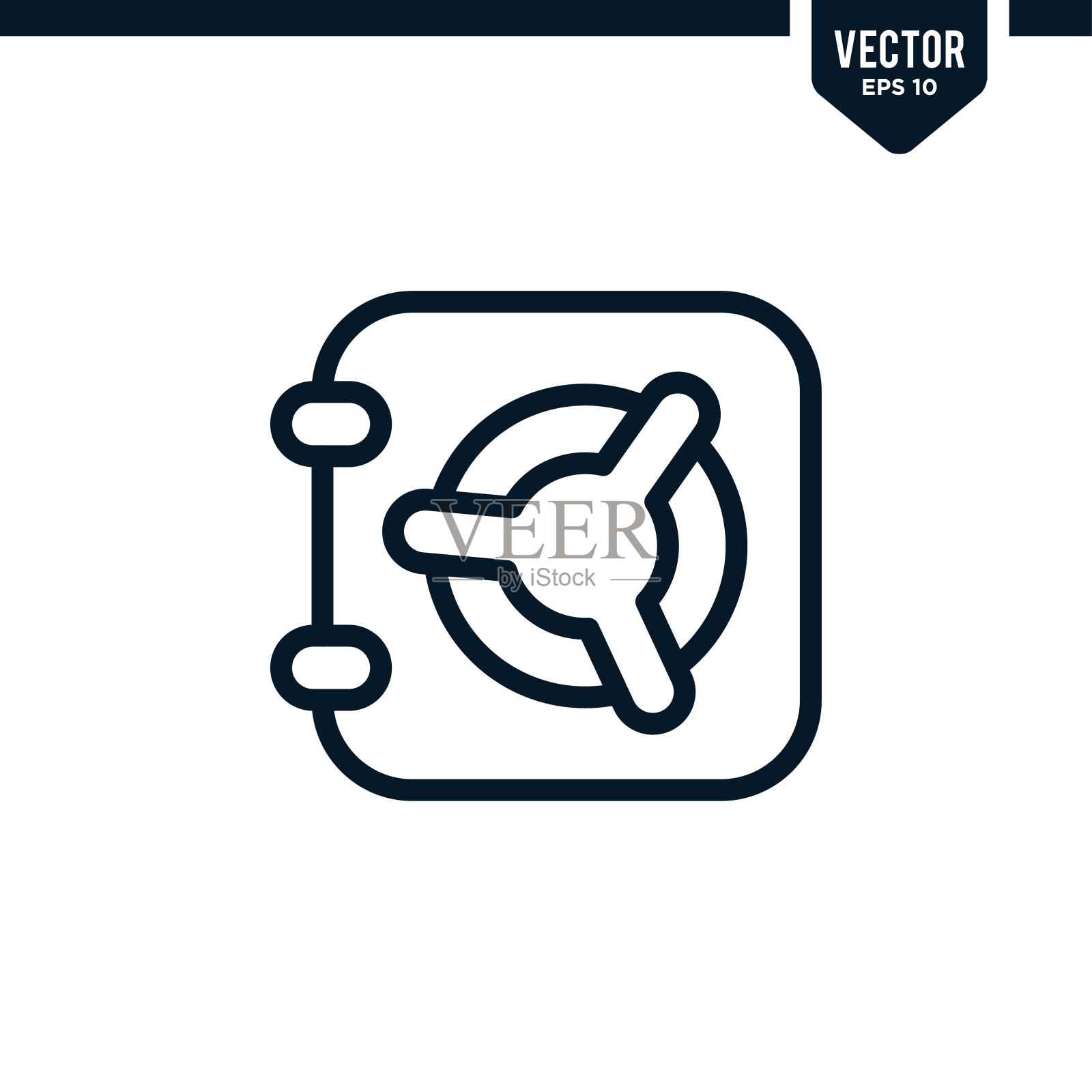 保险箱图标收藏在轮廓或线条艺术风格图标素材