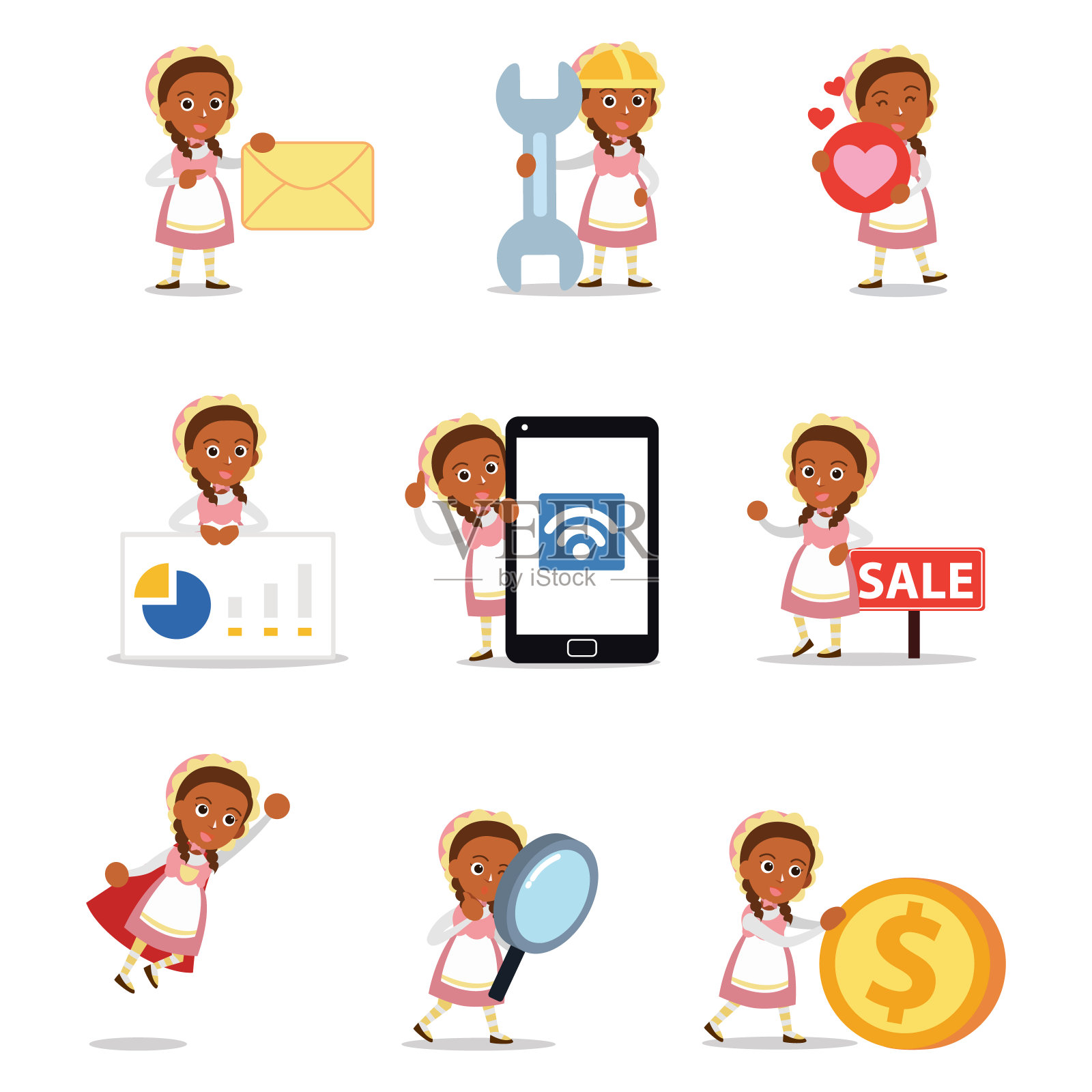 设定女性牧羊人作为牧羊人。插画图片素材