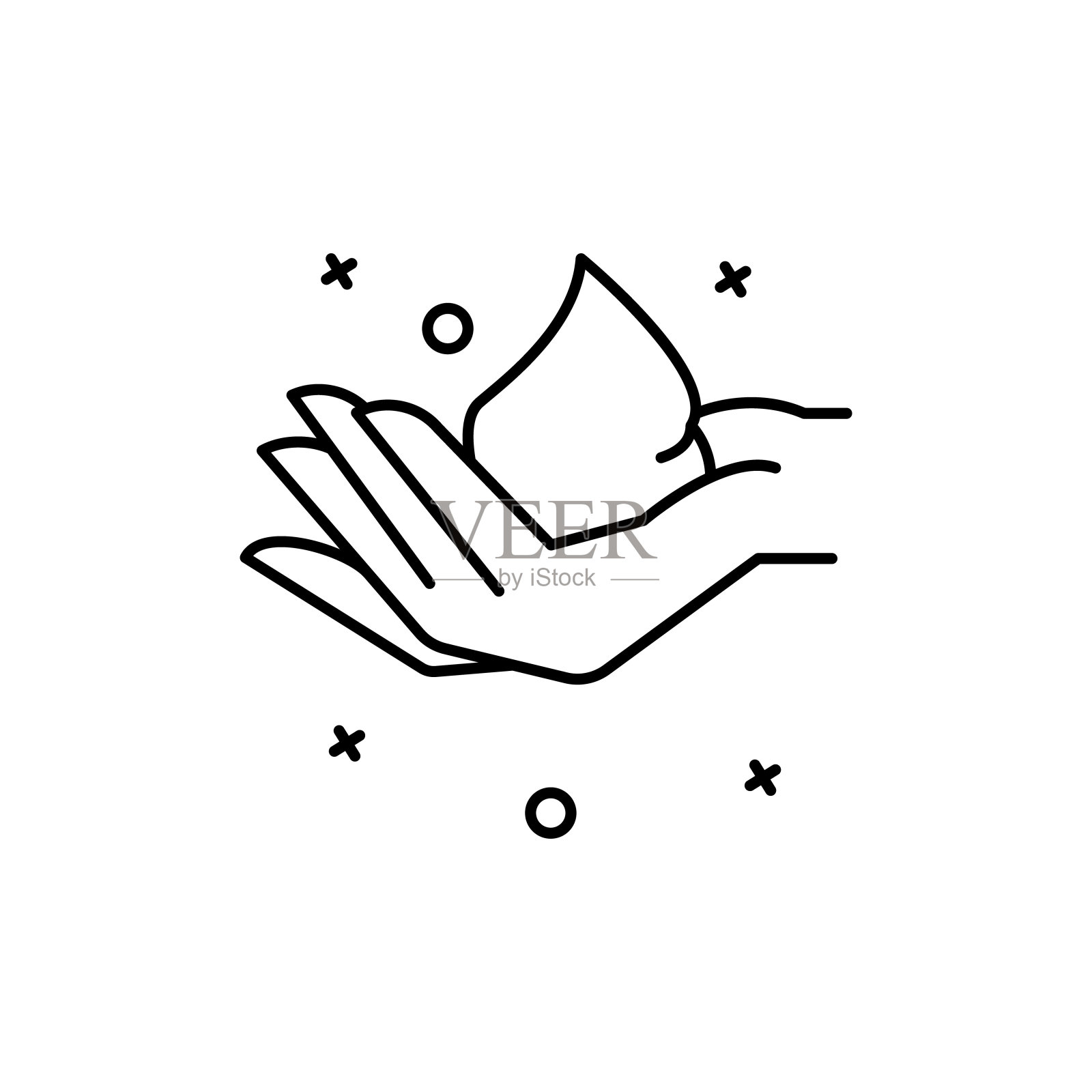 手,奶油图标。简单的线条,轮廓向量元素的美容和美丽的用户界面和用户体验,网站或移动应用程序图标插画图片素材