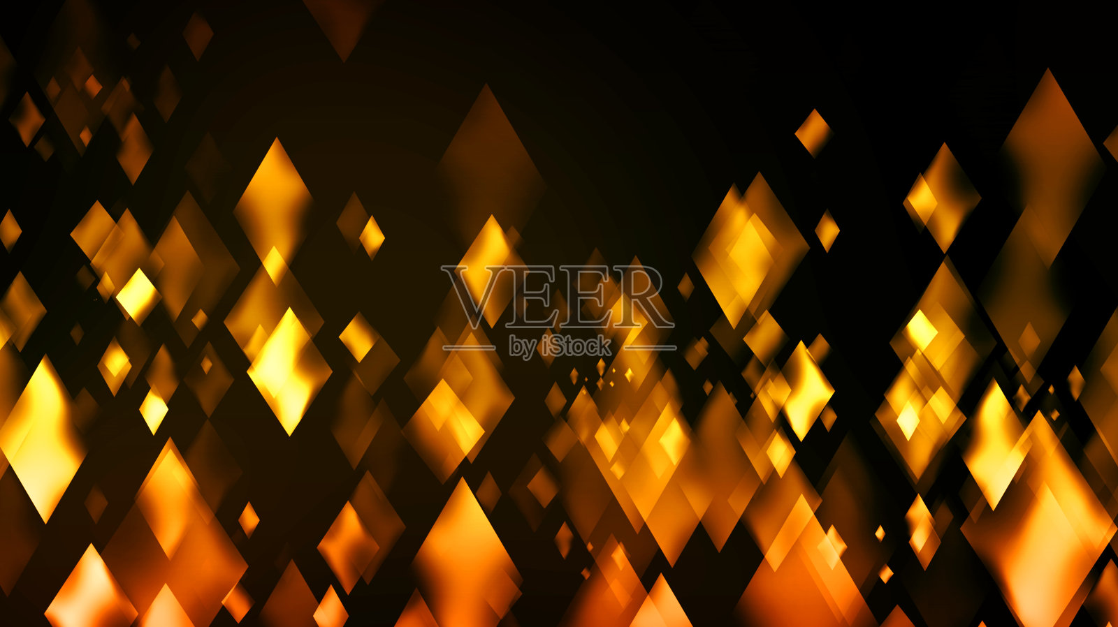 抽象背景,灯光效果,黄色和橙色菱形,黑色背景,散景效果,辉光照片摄影图片