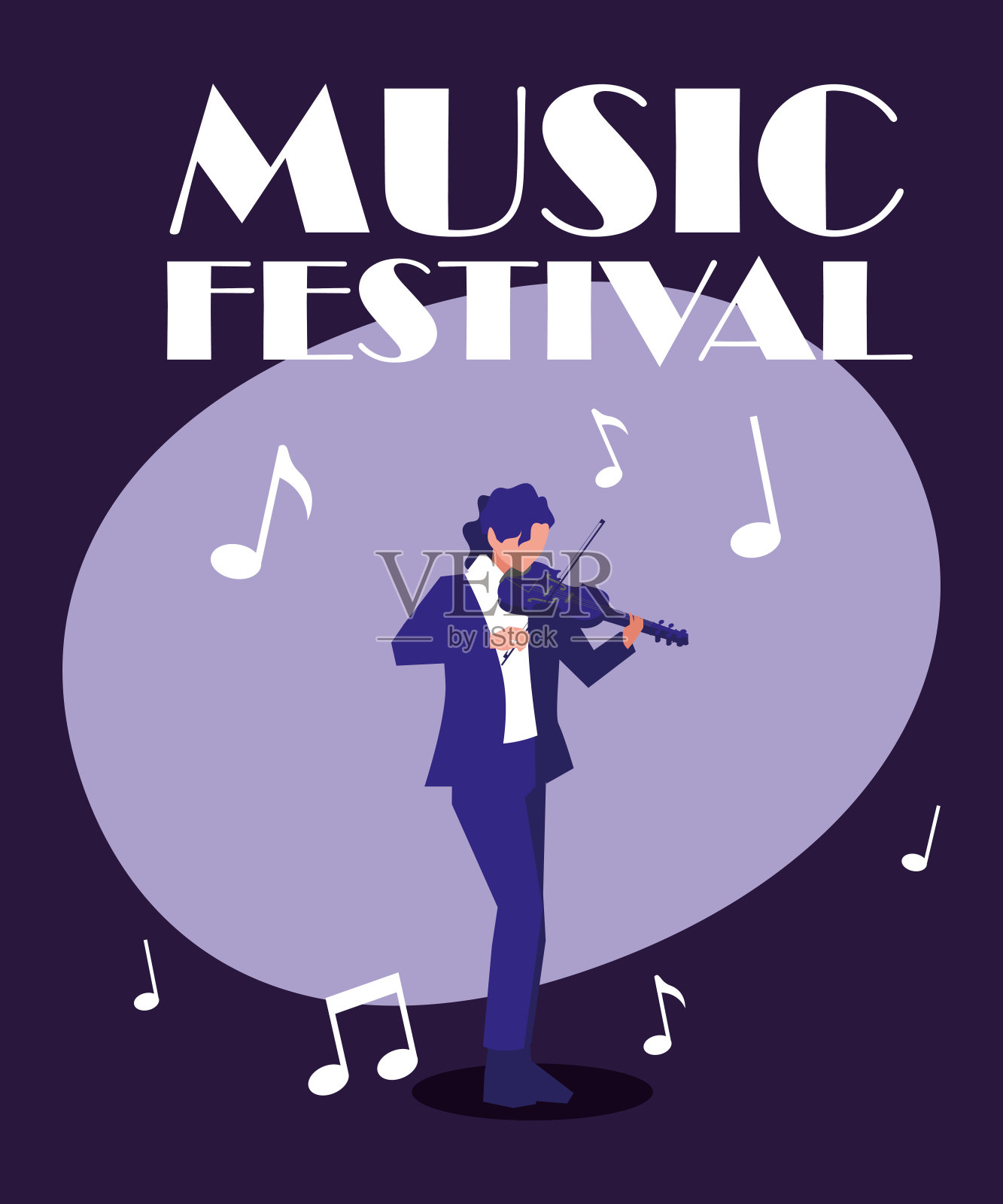 音乐家与小提琴矢量设计插画图片素材