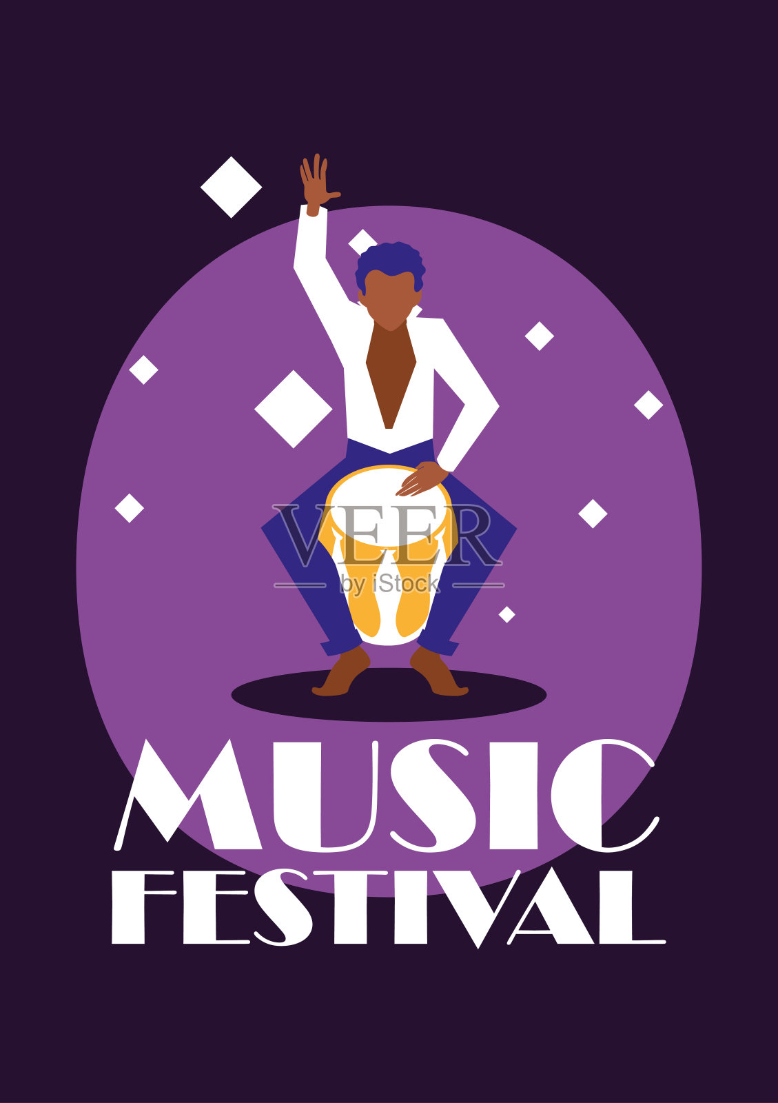 音乐家与鼓矢量设计插画图片素材