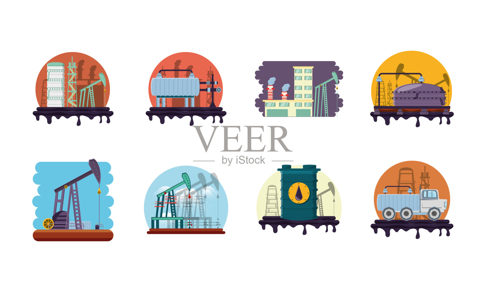 孤立的工厂图标集矢量设计图标素材