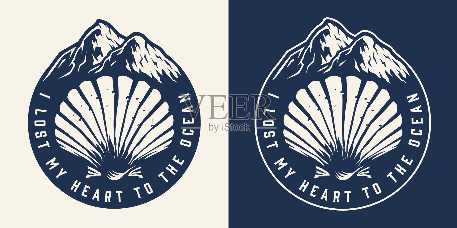 单色航海圆标签插画图片素材