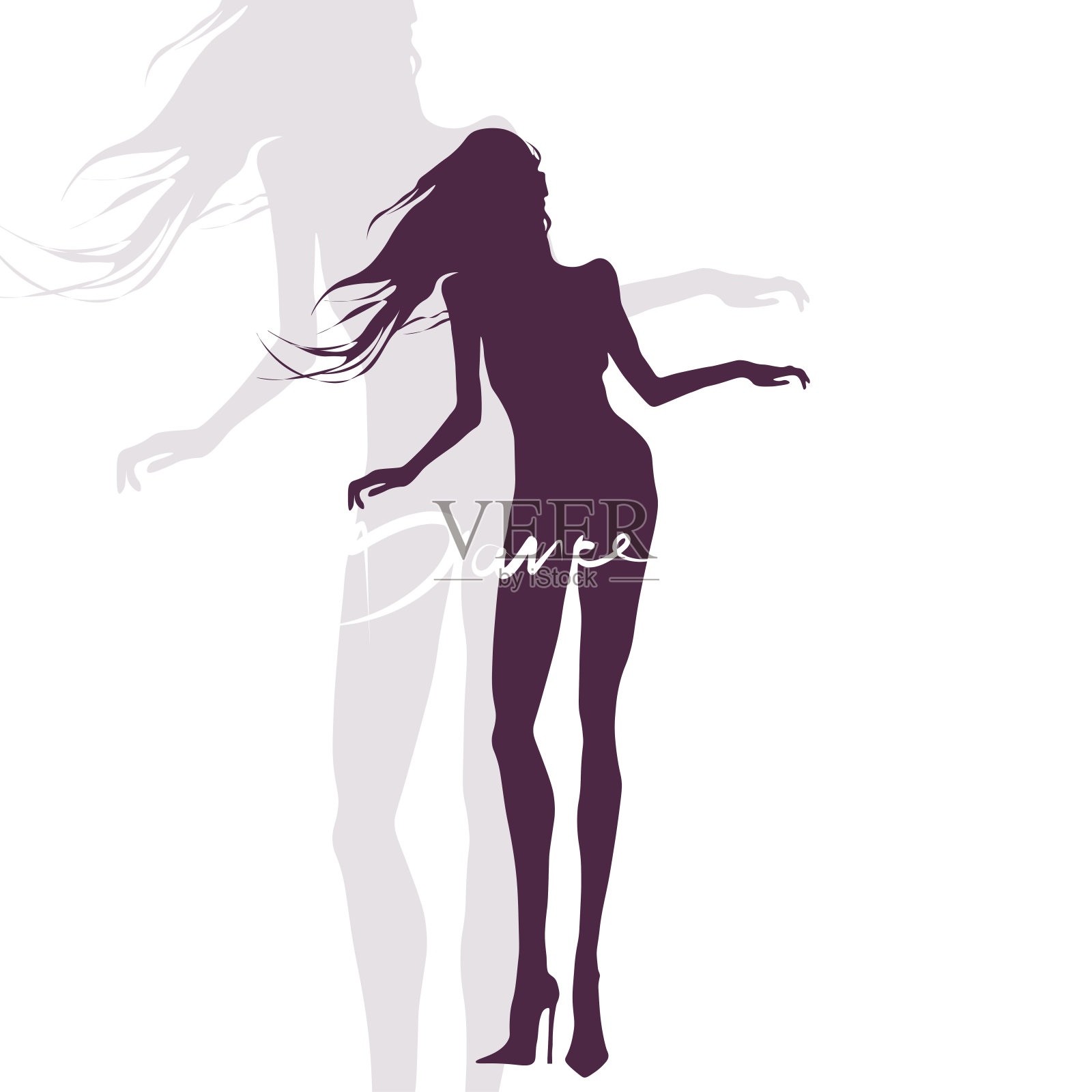 跳舞的女人插画图片素材