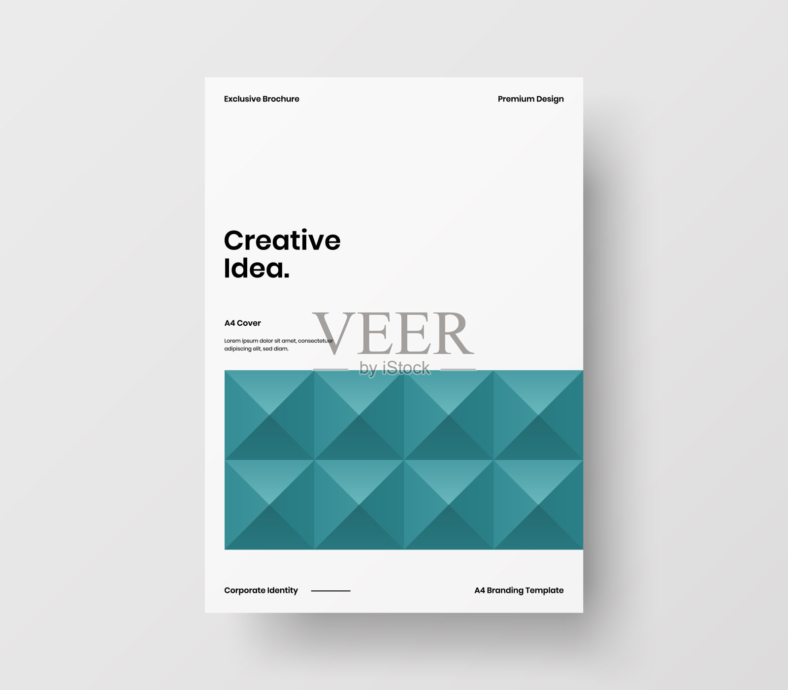 惊人的业务表示向量A4垂直方向的首页模拟。现代企业报表封面抽象几何插图设计布局。公司身份手册模板。设计模板素材