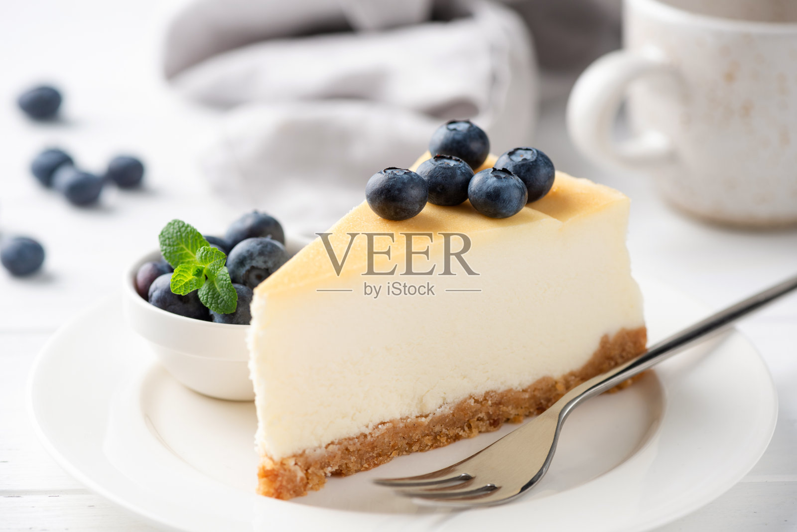 普通的纽约芝士蛋糕片照片摄影图片