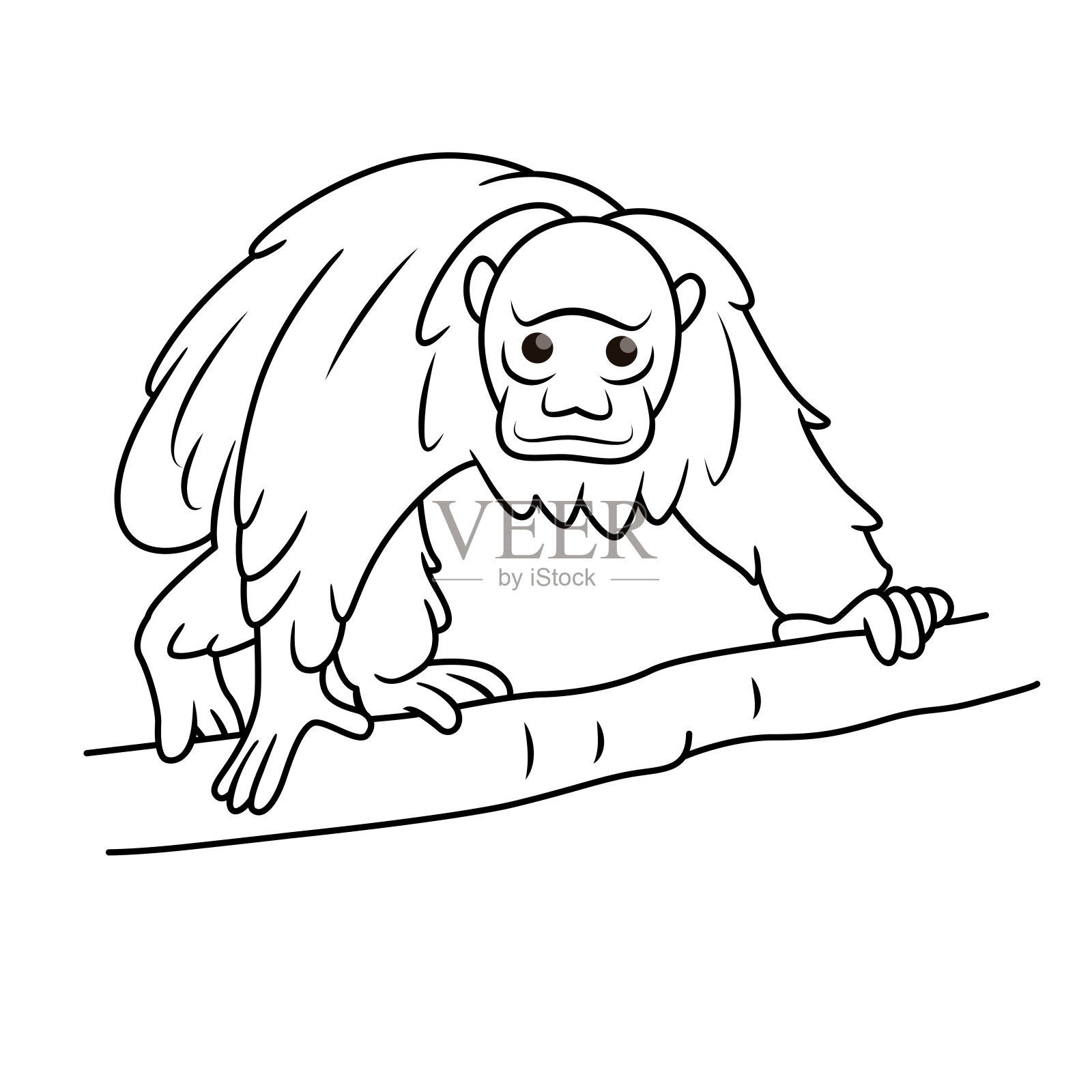 在白色背景上隔离的uakari矢量图。儿童涂色书。插画图片素材