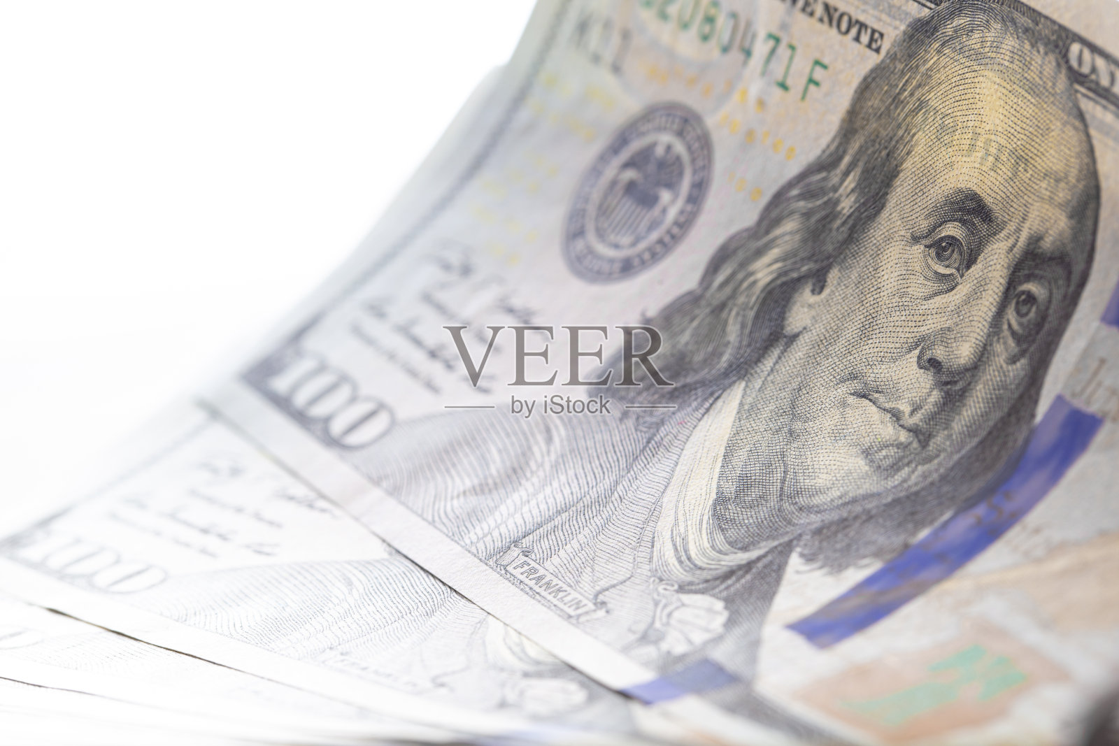 100美元钞票的粉丝照片摄影图片