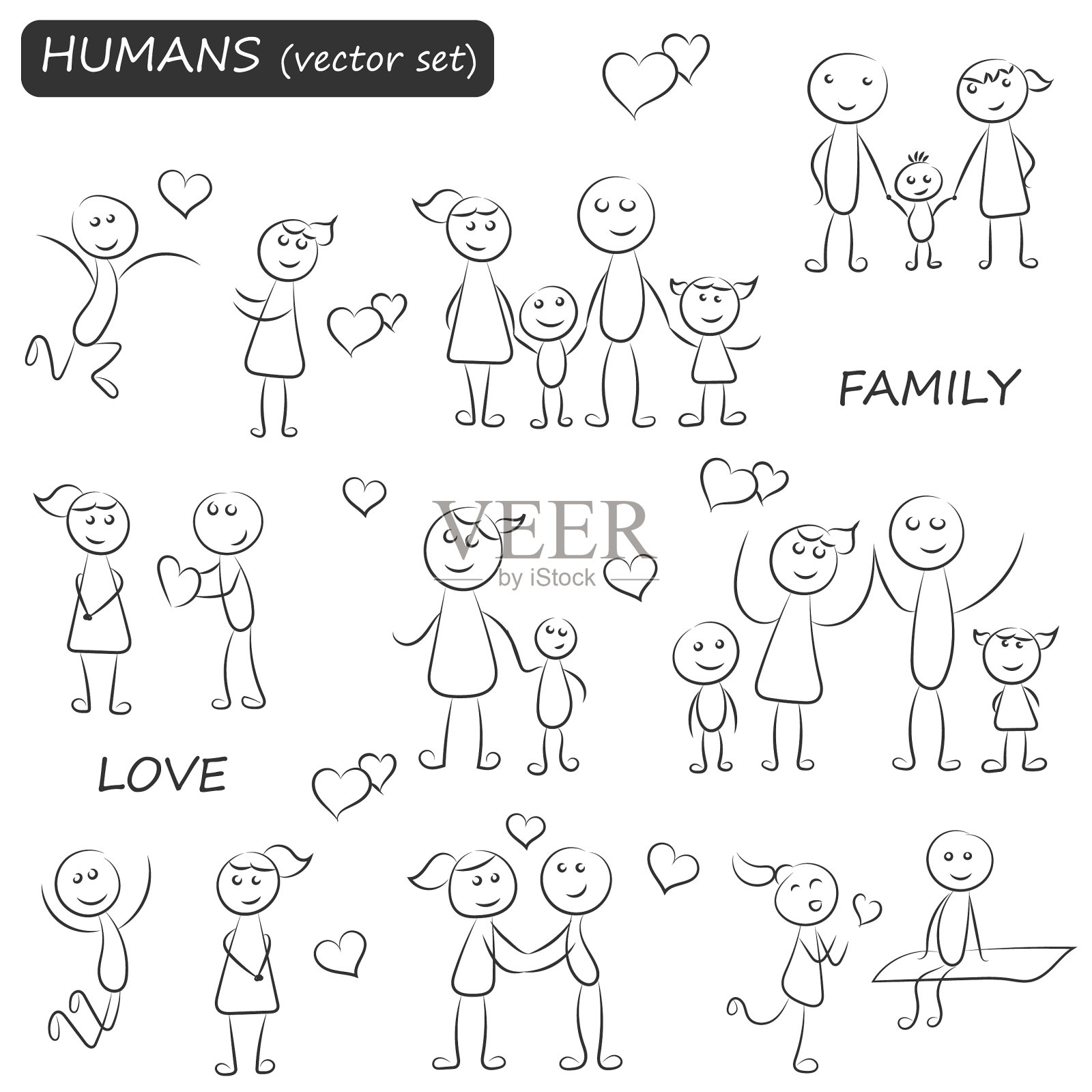 家庭,孩子,字符。插画图片素材