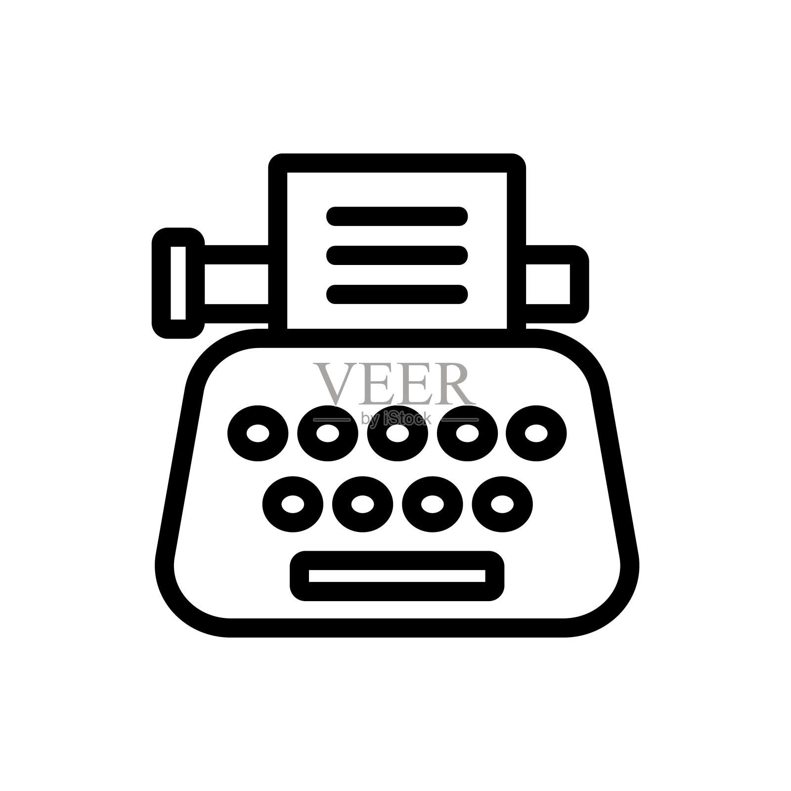 打字机图标矢量。孤立轮廓符号插图图标素材