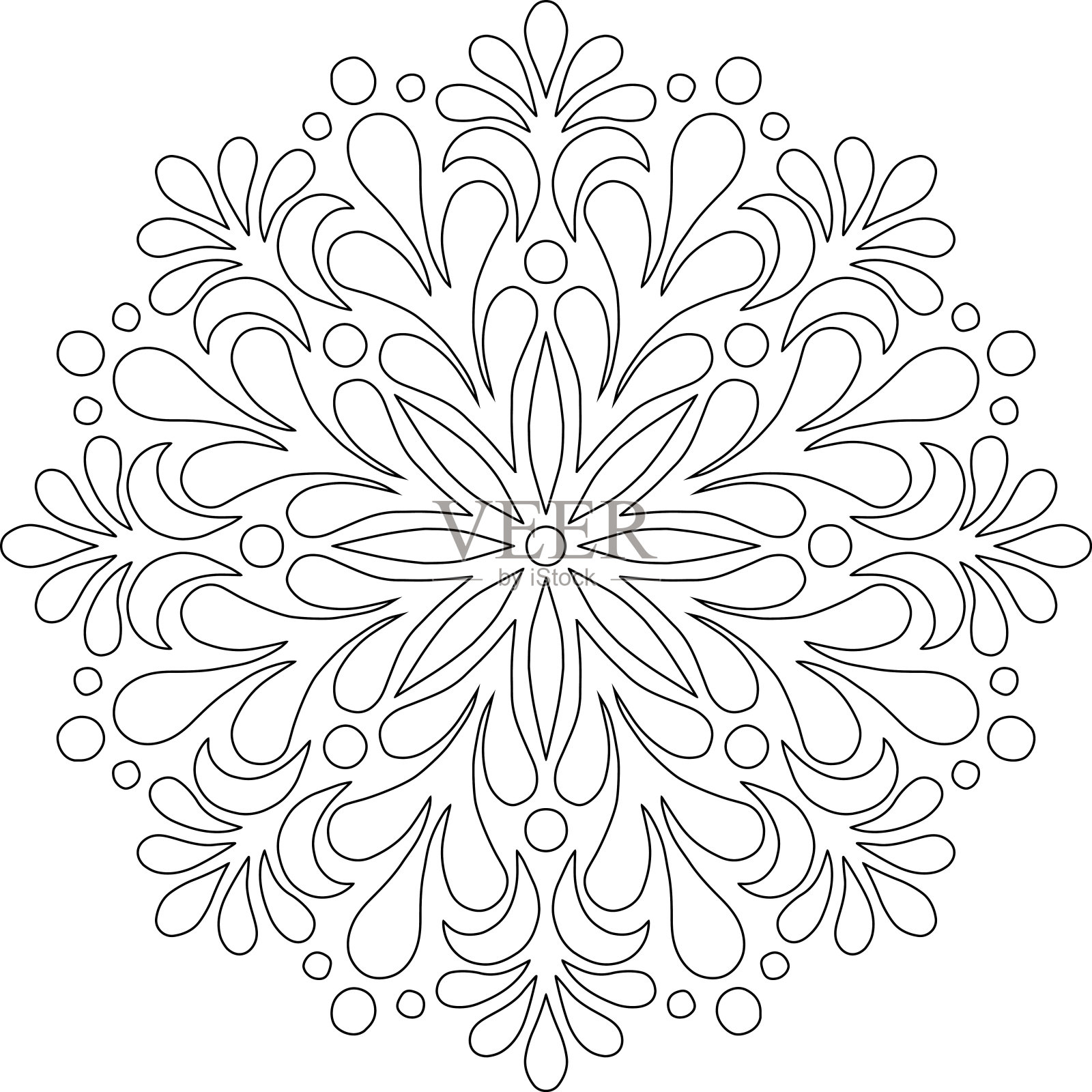 曼荼罗图案黑白涂鸦素描插画图片素材