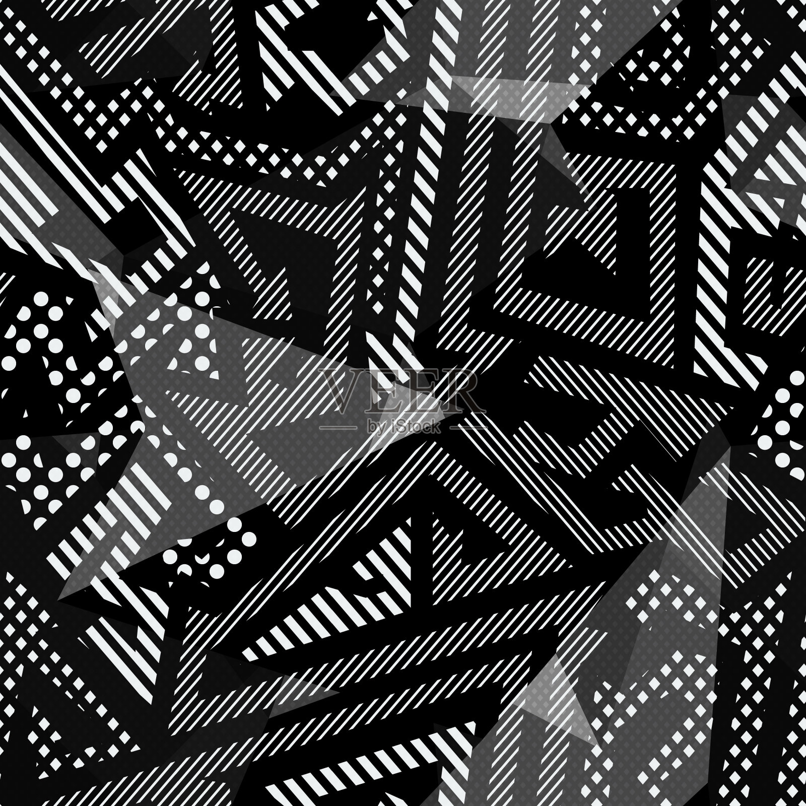 黑白几何无缝图案插画图片素材
