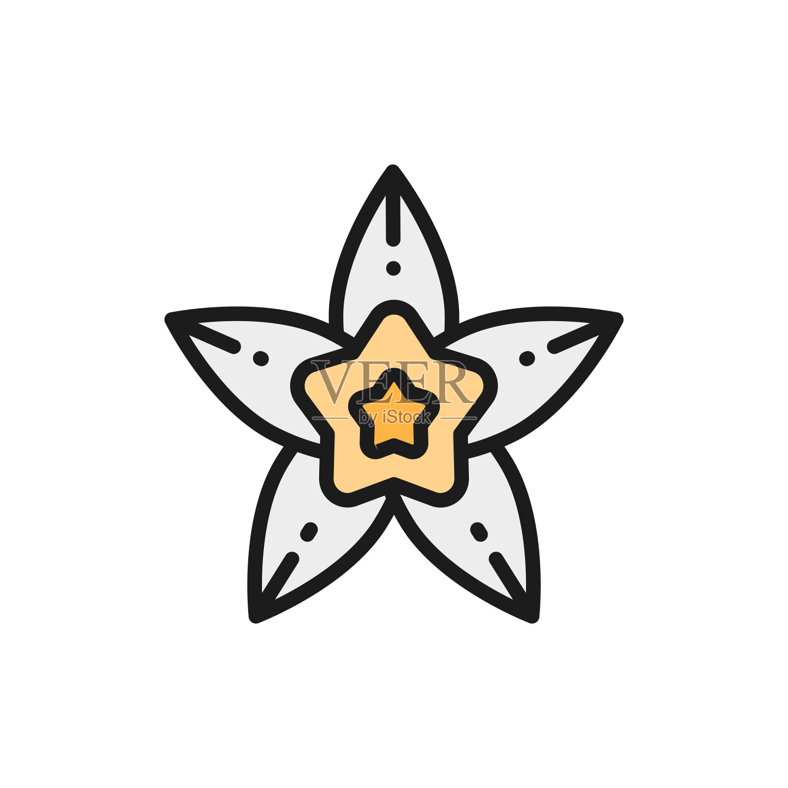 香草,八角单色线图标。在白色背景上隔离插画图片素材