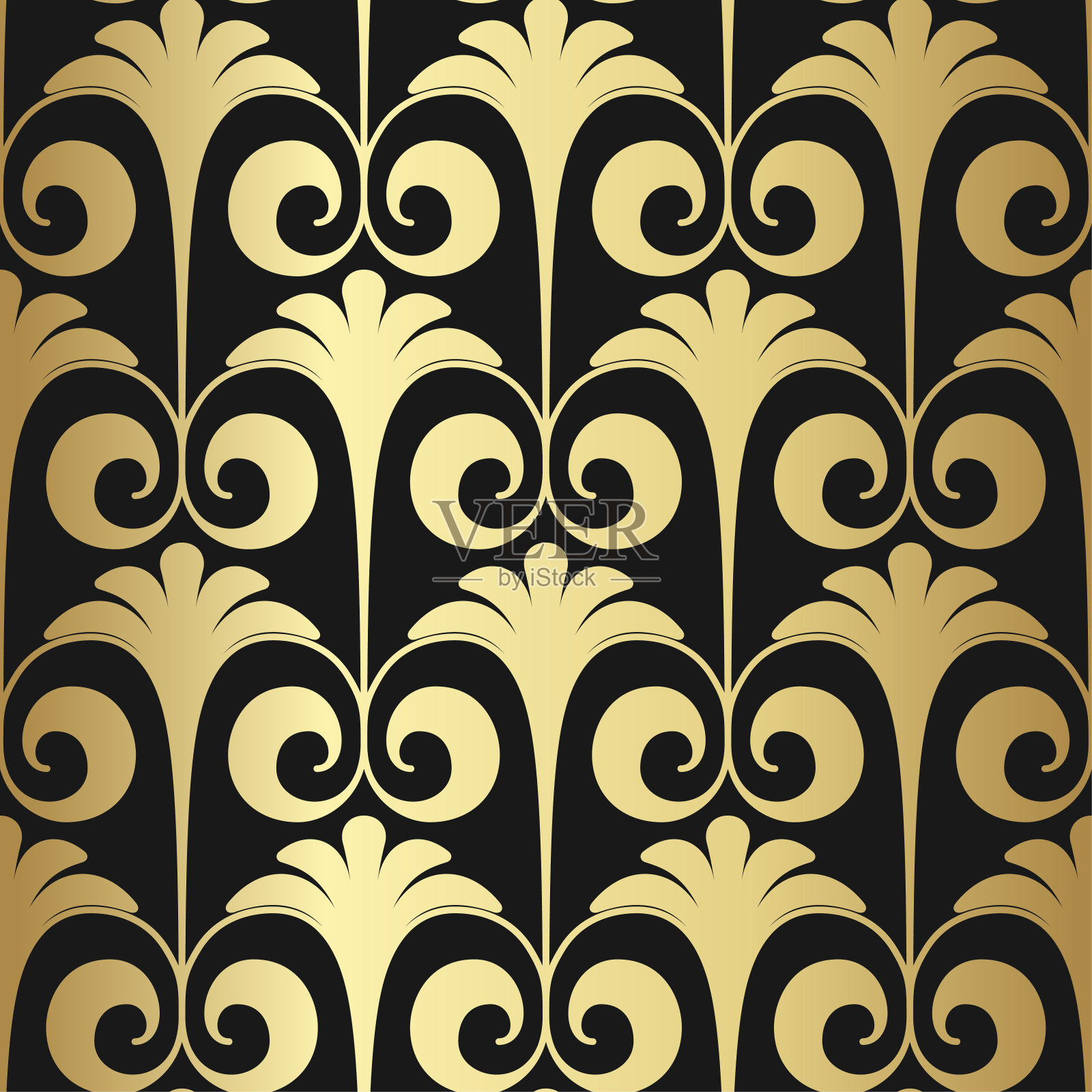 金色的光泽纹理。黄金复古艺术装饰几何与重复的元素图案。无缝的向量的背景。豪华装饰装饰墙纸插画图片素材