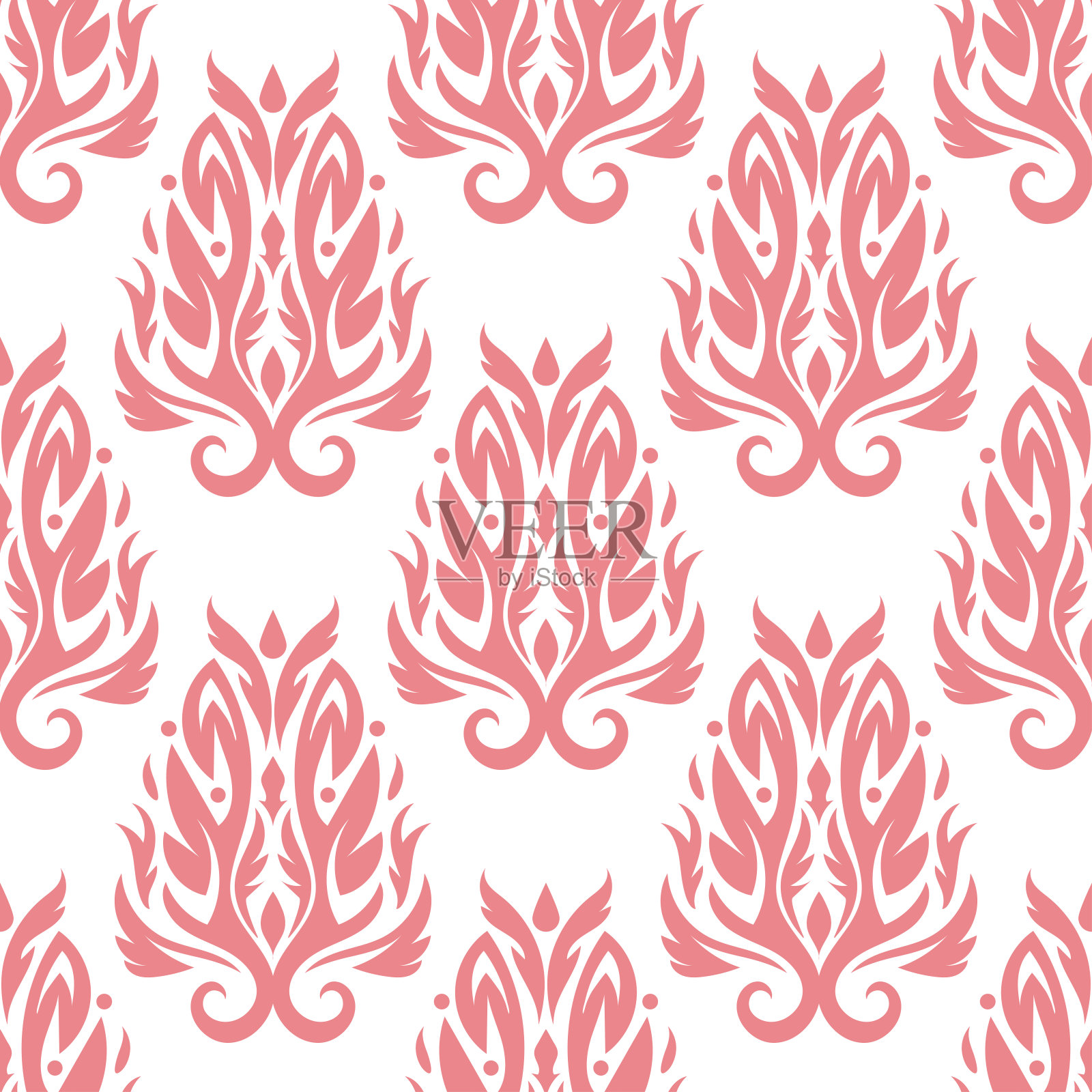 花卉无缝打印。白色背景上的浅粉色图案插画图片素材