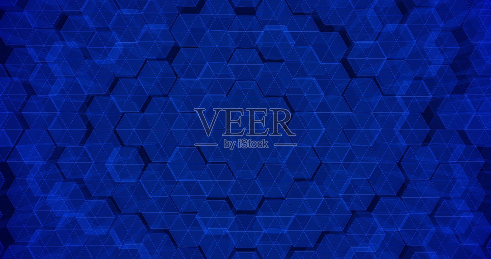 抽象几何蓝色六边形背景。3 d渲染。三维演示照片摄影图片