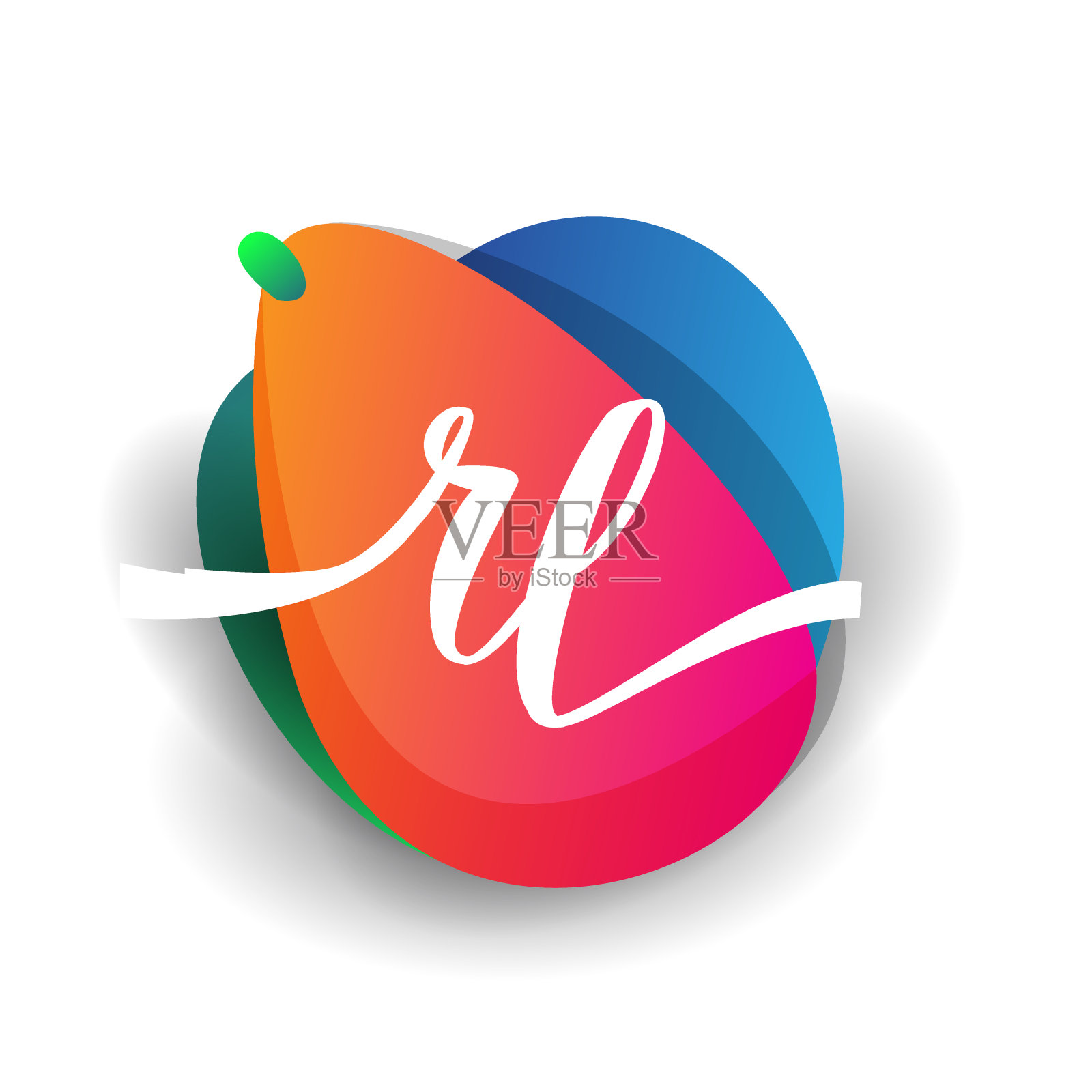 图标按钮与彩色飞溅和字母插画图片素材