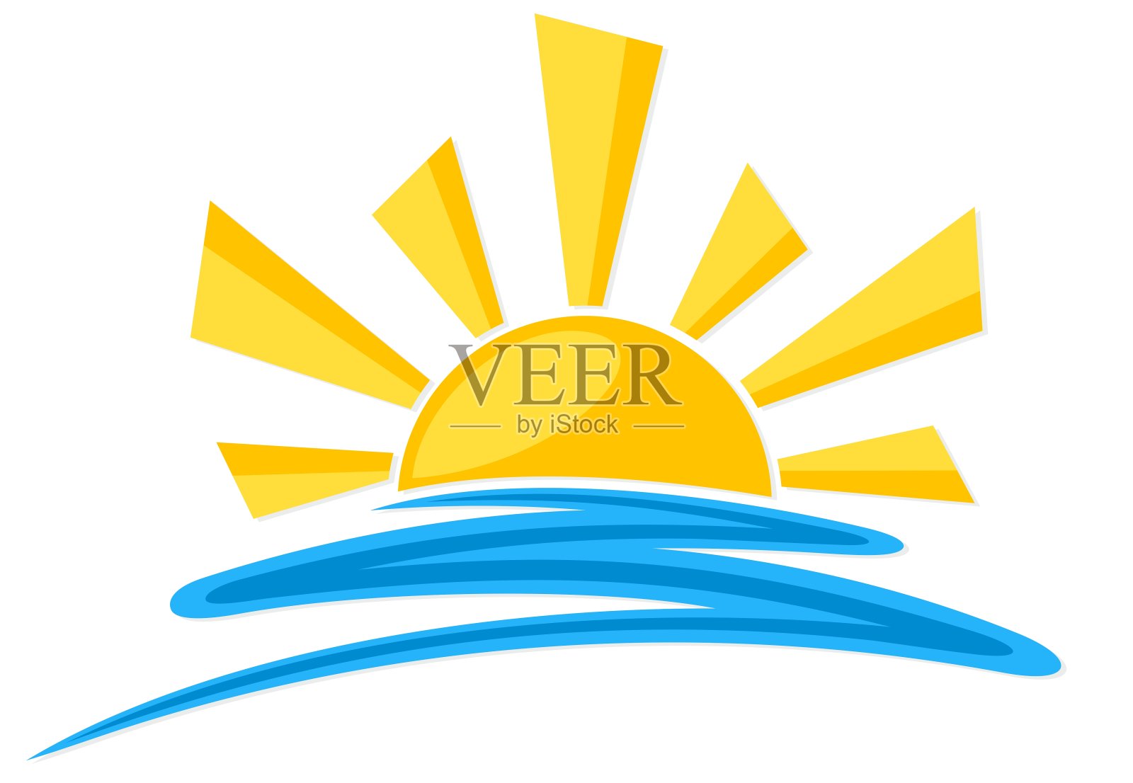 用波浪象征太阳。插画图片素材