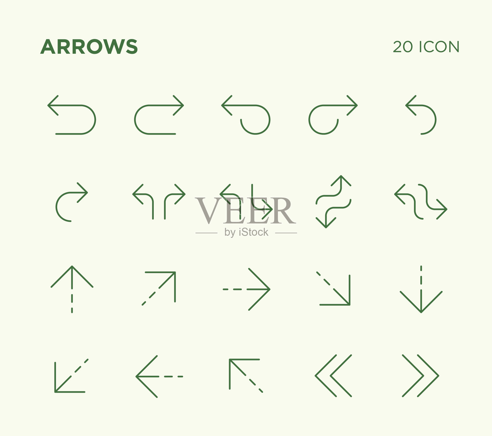 简单的一组箭头、矢量线图标图标素材