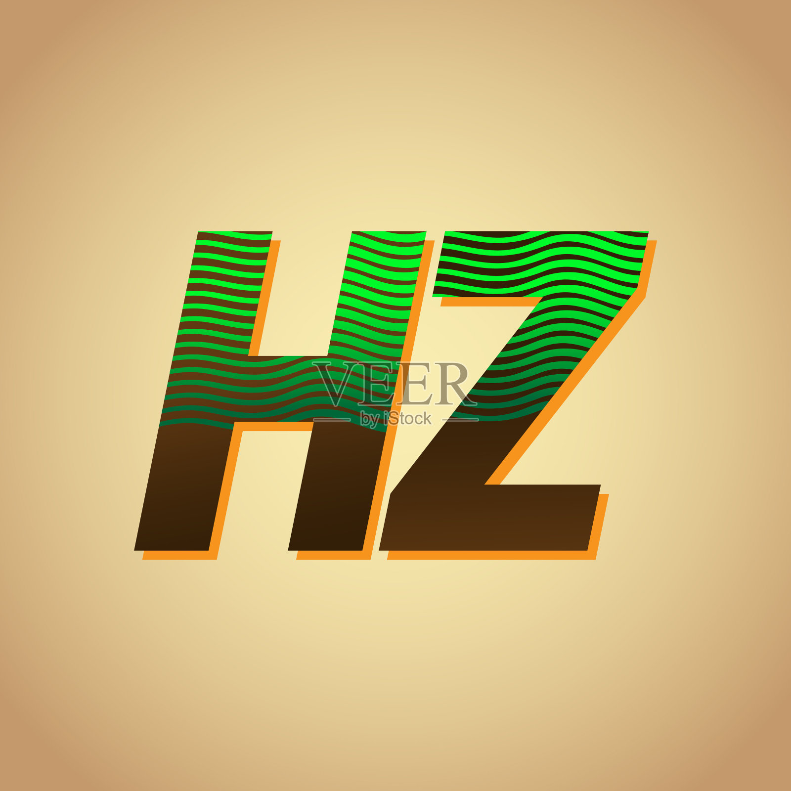 首字母标识的颜色绿色和棕色与条纹的组合插画图片素材