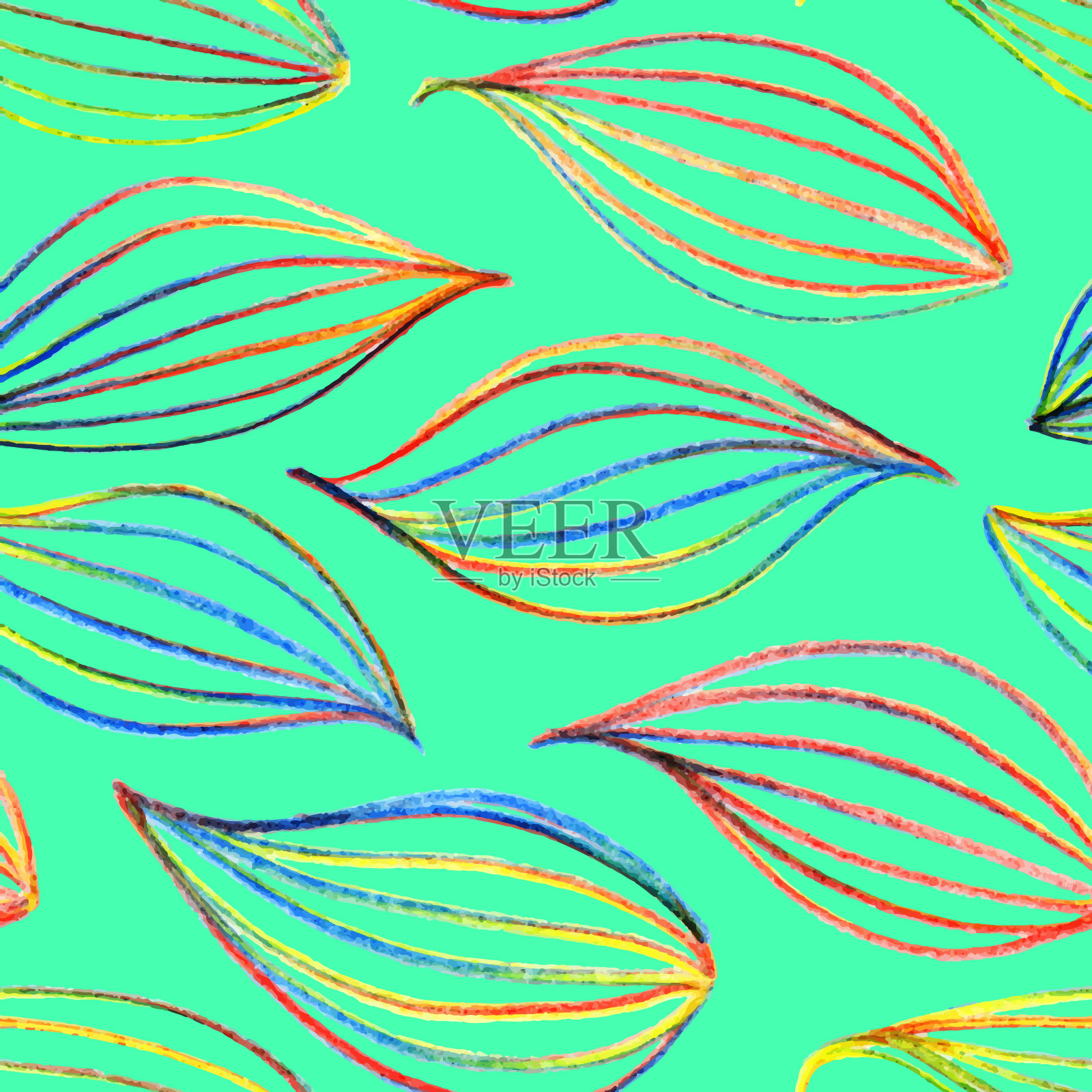 五彩缤纷的彩虹叶子无缝纹理纹理背景矢量插画图片素材