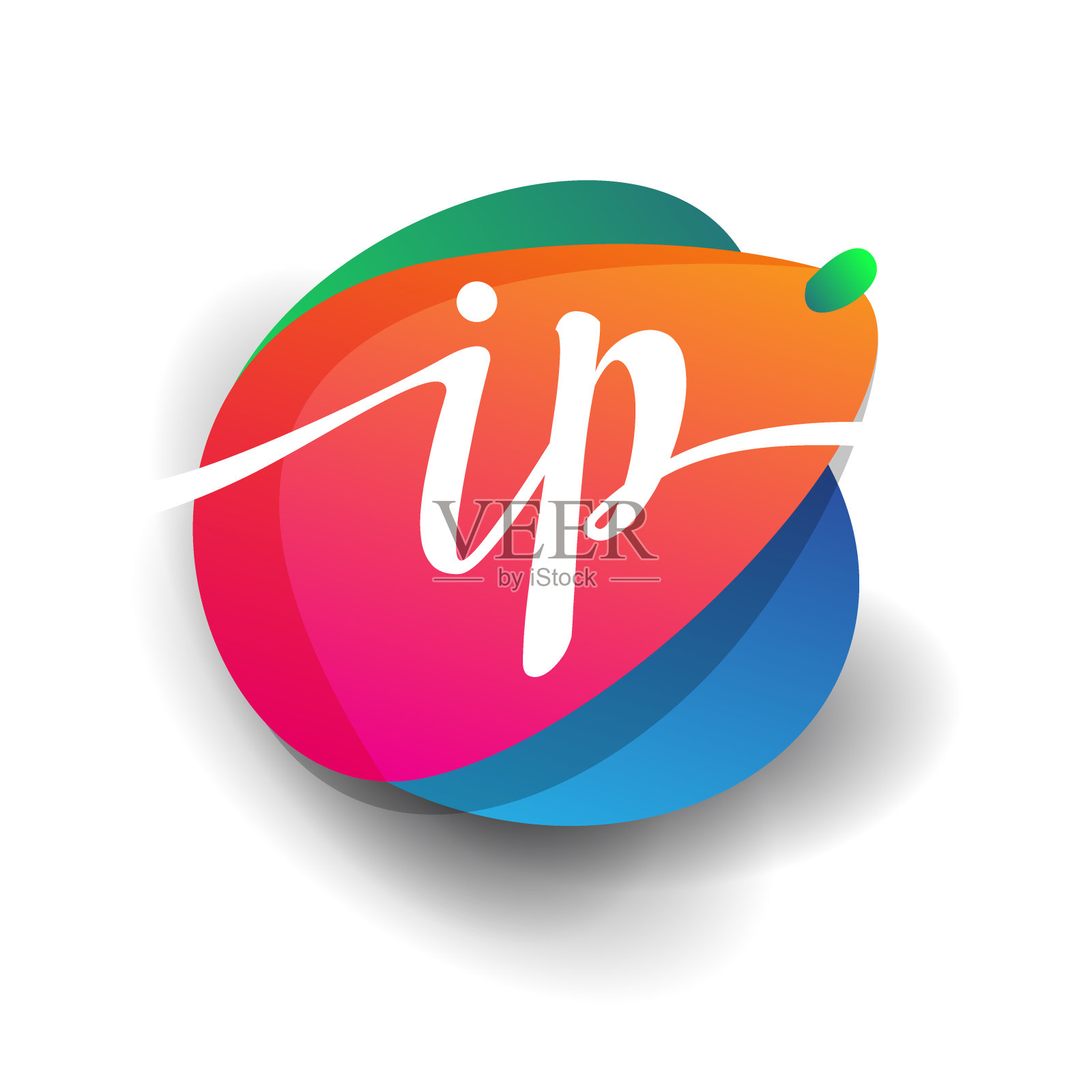 图标按钮与彩色飞溅和字母插画图片素材