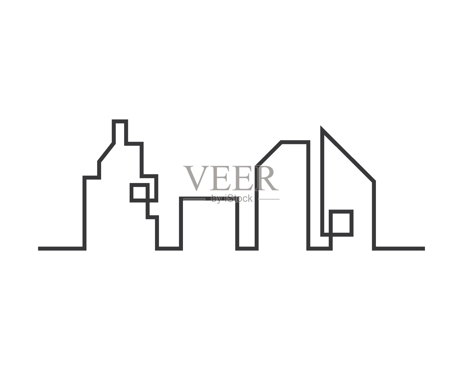 现代城市的天际线插画图片素材